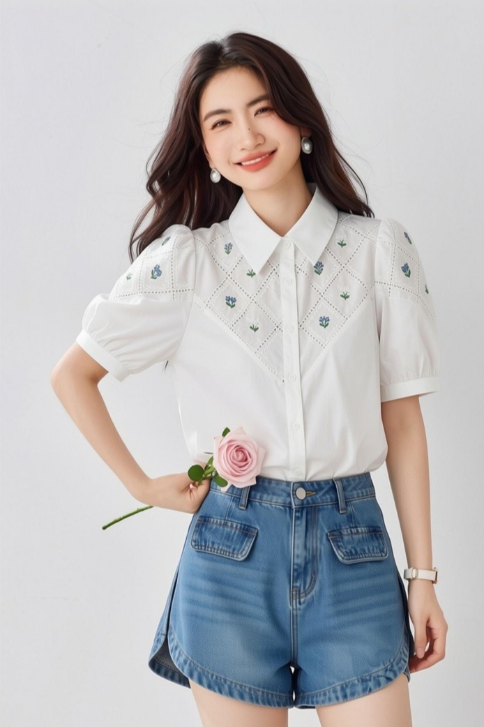 夏季正肩短袖雪紡襯衫女裝夏裝2026年新款上衣設計感小眾女士襯衣