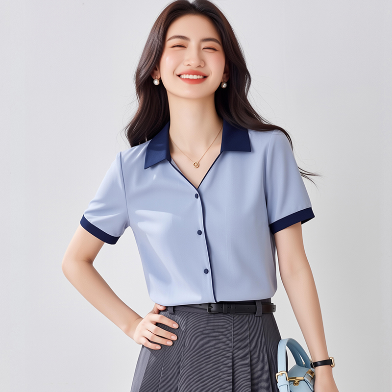 襯衫女2026夏季新款設計感小眾復古港味短袖雪紡衫襯衣女寬松上衣