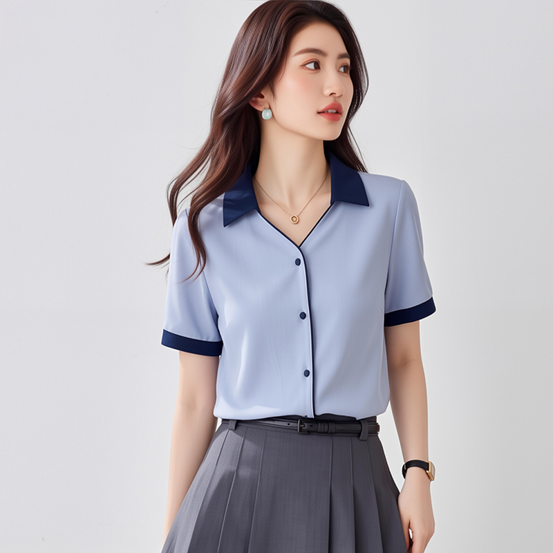 襯衫女2026夏季新款設計感小眾復古港味短袖雪紡衫襯衣女寬松上衣