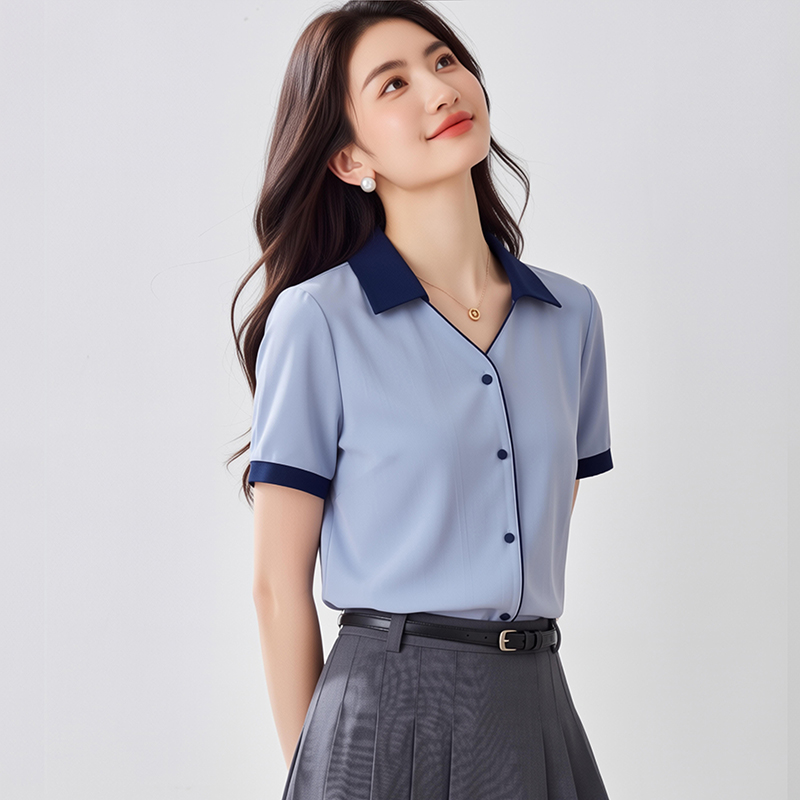 襯衫女2026夏季新款設計感小眾復古港味短袖雪紡衫襯衣女寬松上衣