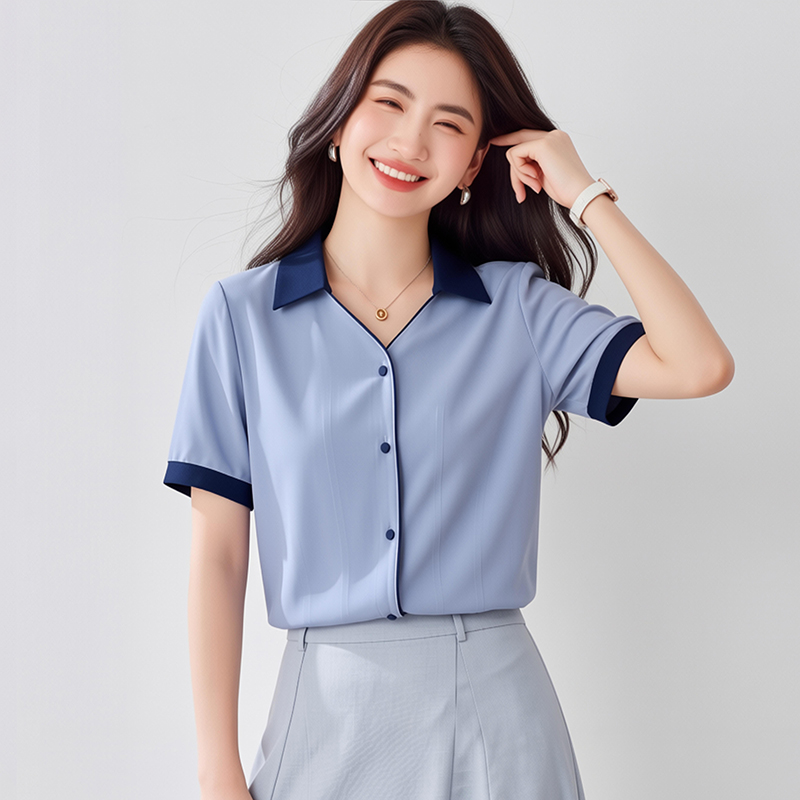 襯衫女2026夏季新款設計感小眾復古港味短袖雪紡衫襯衣女寬松上衣