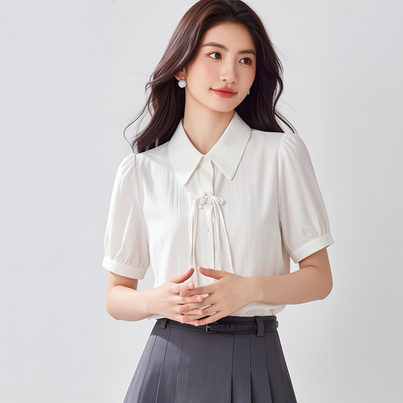 實拍2026夏季新款新中式國風泡泡袖襯衫女設計感百搭簡約上衣