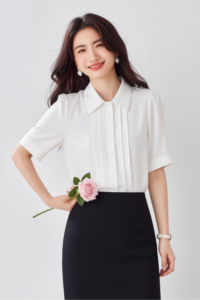 白色雪紡襯衫女短袖2026夏季新款設計感小眾面試氣質正裝職業襯衣