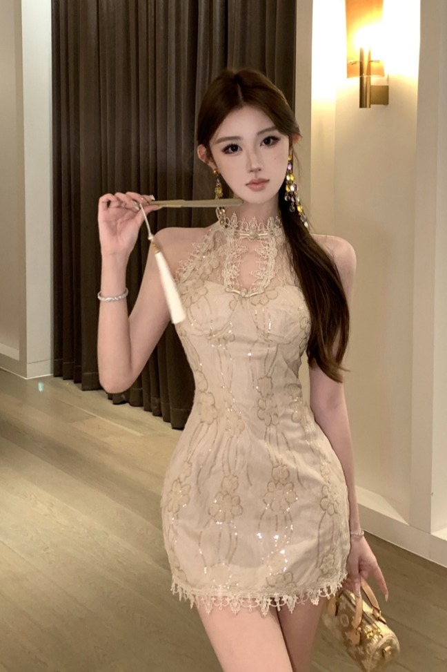 實拍實價  辣妹改良旗袍連衣裙修身短款