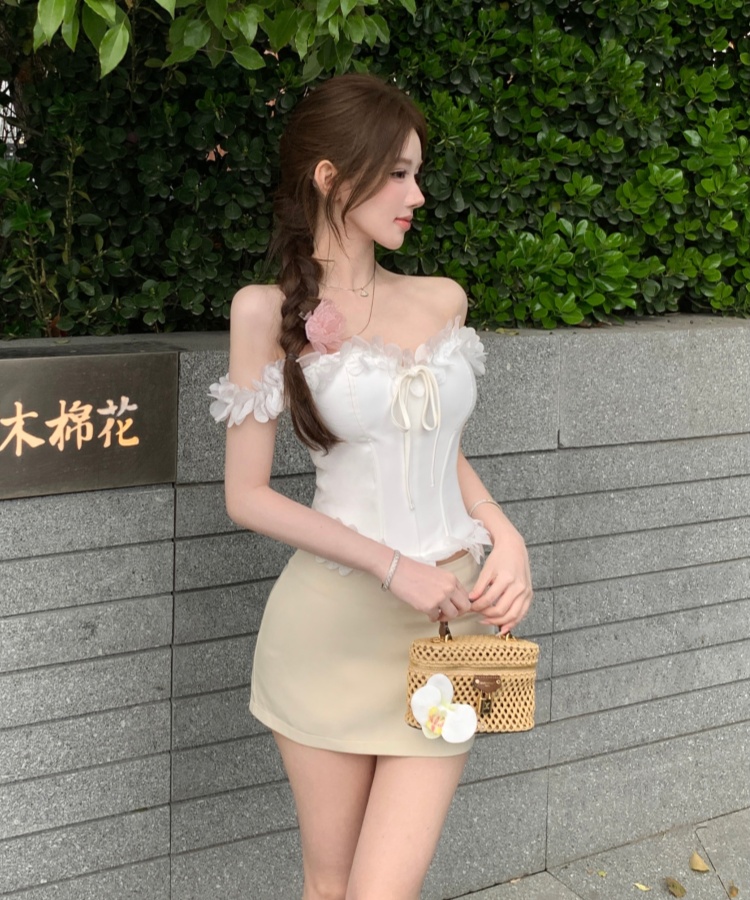 實拍實價 性感辣妹套裝女純欲一字肩魚骨抹胸上衣包臀半身短裙