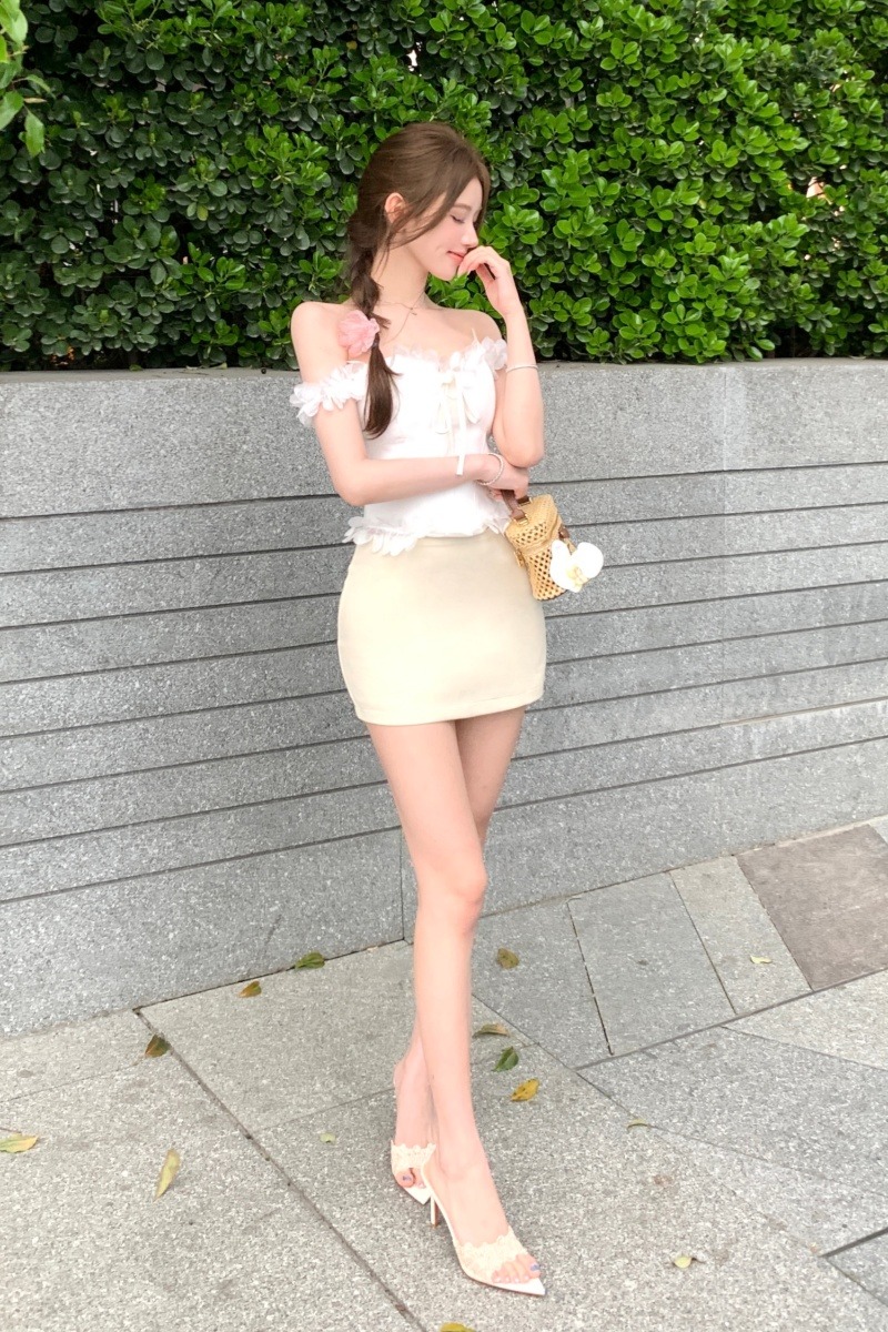 實拍實價 性感辣妹套裝女純欲一字肩魚骨抹胸上衣包臀半身短裙