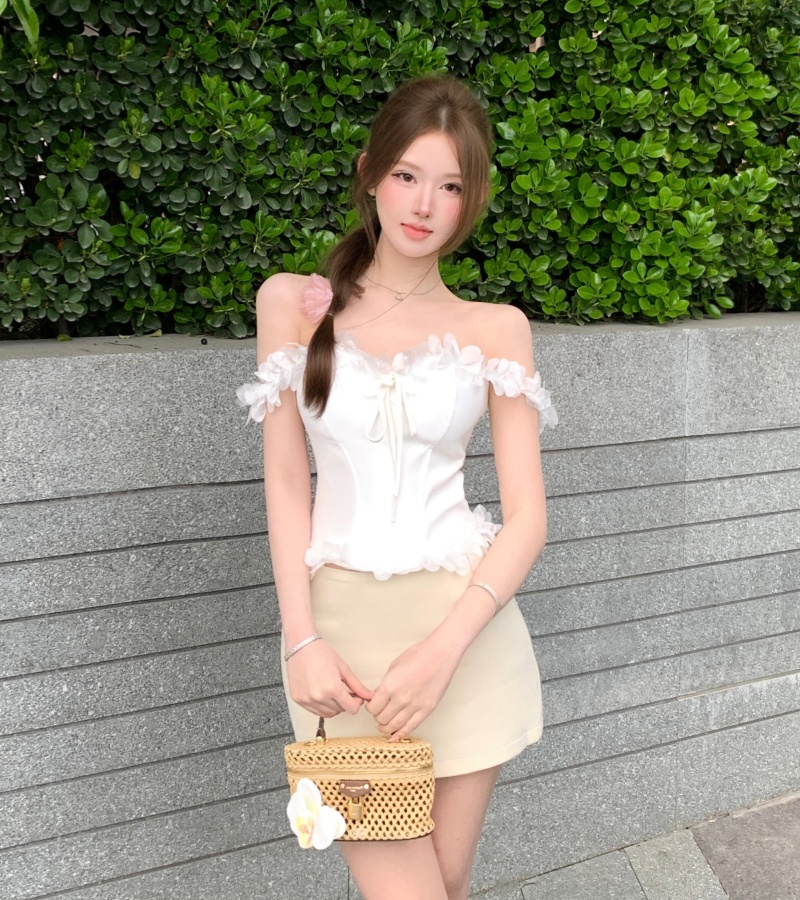 實拍實價 性感辣妹套裝女純欲一字肩魚骨抹胸上衣包臀半身短裙