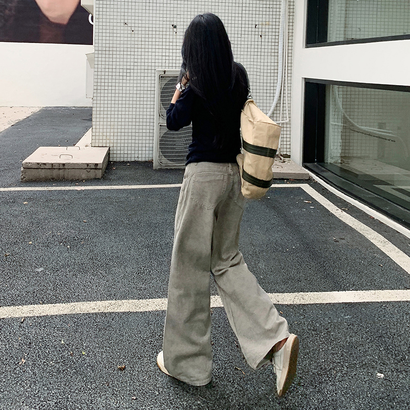 扎染牛仔長褲女春夏季美式高腰寬松設計感彎刀褲復古休閑闊腿褲子