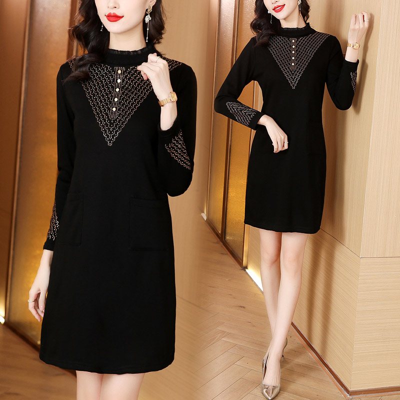 MY14962# 连衣裙新款洋气上档次加绒加厚冬天打底中长款裙子女裝貨源服...