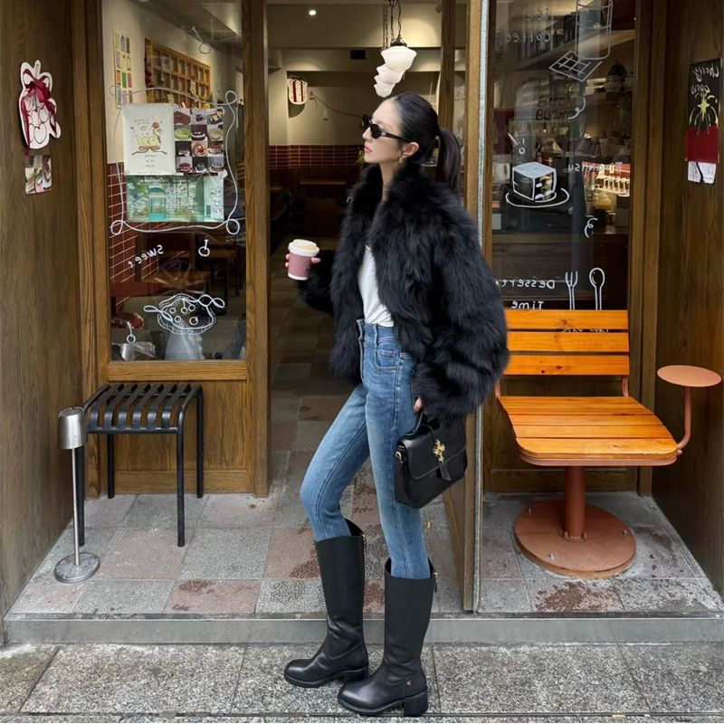 高級感牛仔褲女高腰小腳復古2026年秋冬氣質ins加厚加絨鉛筆褲子