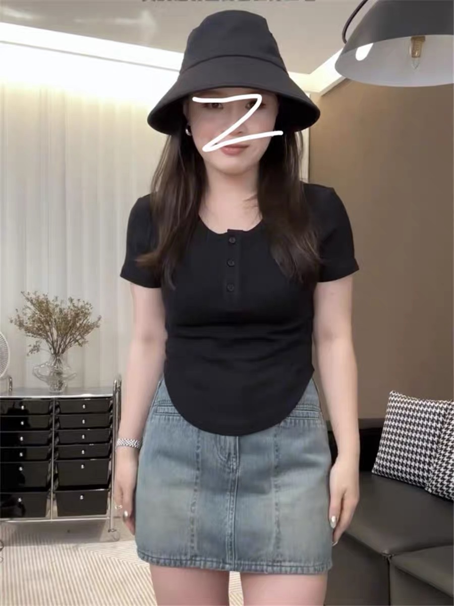 春夏大碼胖妹妹梨形身材顯瘦遮胯牛仔短裙百搭顯瘦a字包臀半身裙