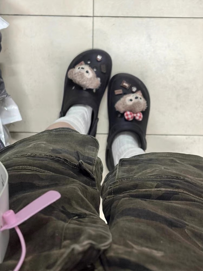 春夏大碼胖mm迷彩工裝牛仔短褲女多口袋寬松顯瘦直筒闊腿五分褲子