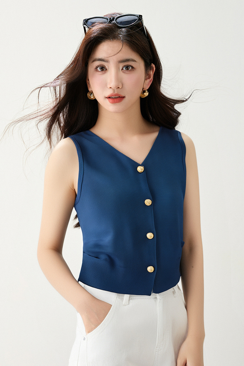 ◆◆小香風冰絲針織背心馬甲女單排扣外搭坎肩開衫無袖上衣