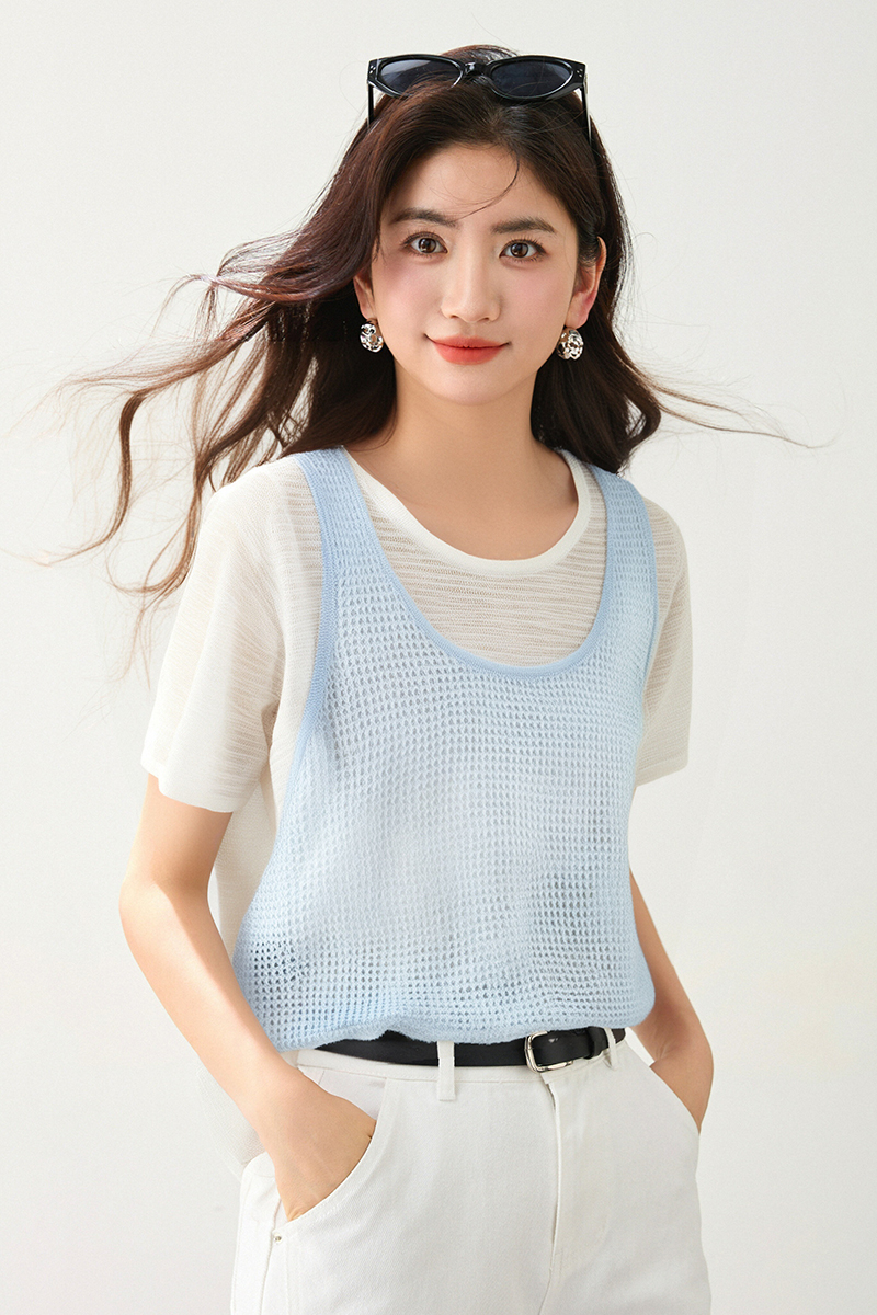 ◆◆設計感假兩件T恤女裝超好看正肩短袖獨特漂亮上衣
