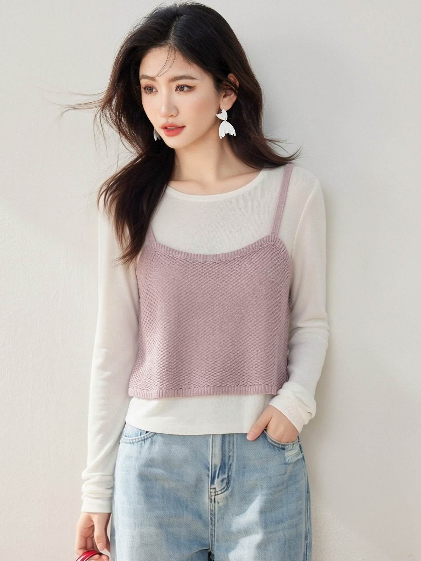 實拍◆有◆2026早春溫柔針織毛衣女吊帶兩件套韓系氣質設計感套裝