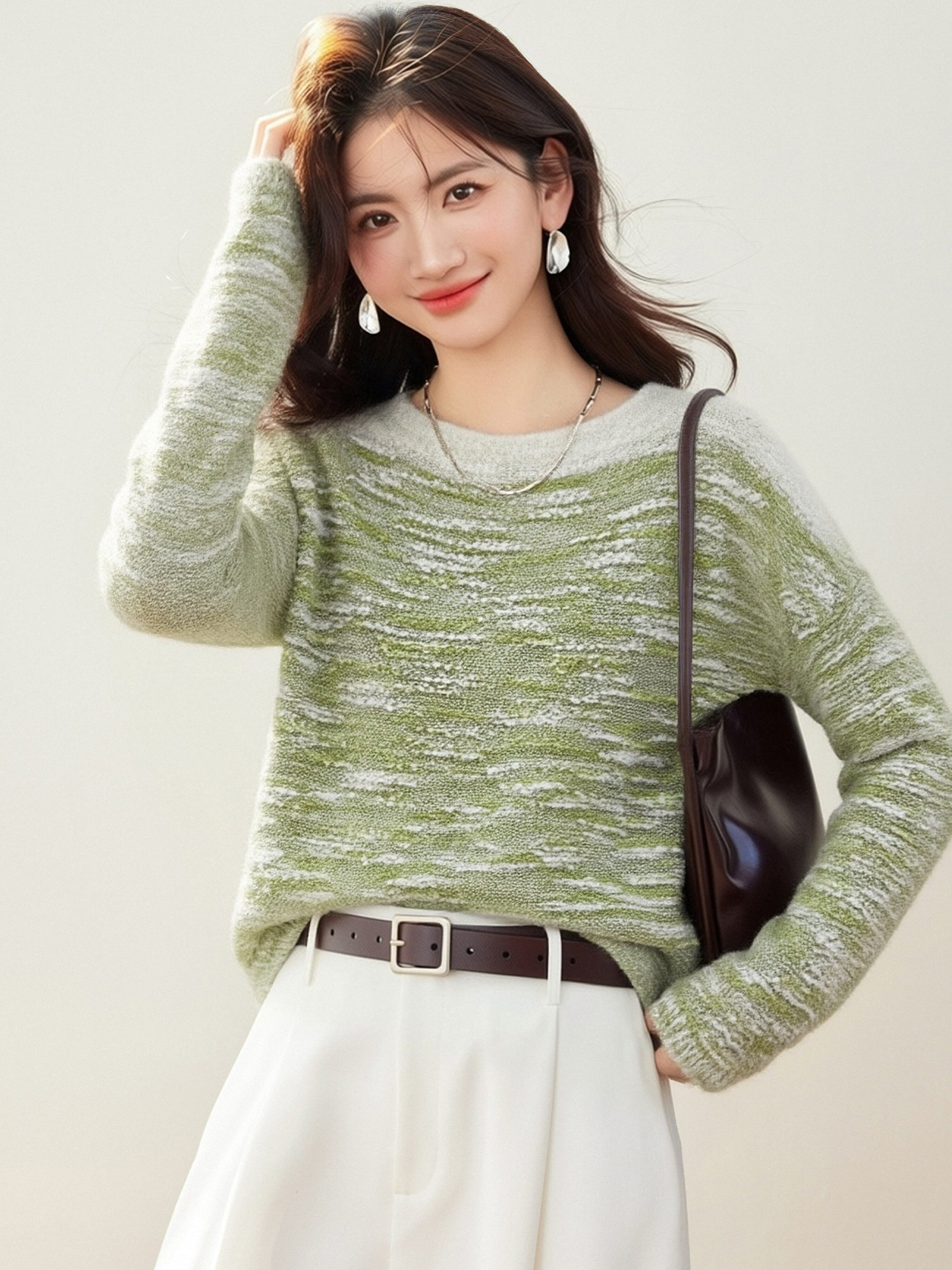 實拍◆有◆2026韓系慵懶風漸變上衣女早春新款洋氣寬松套頭針織