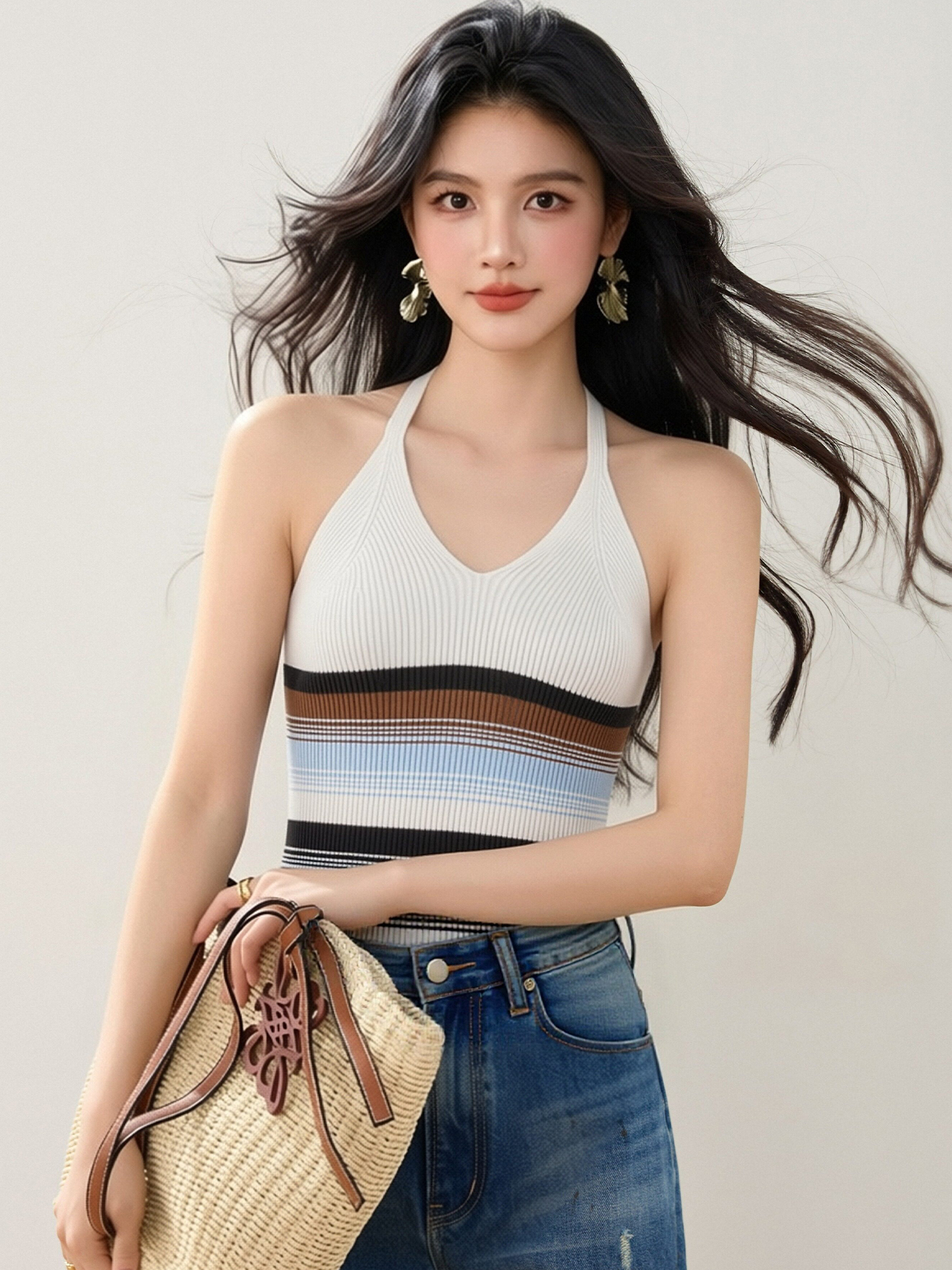 實拍◆有◆2026復古條紋V領針織吊帶背心女內搭外穿美背辣妹上衣
