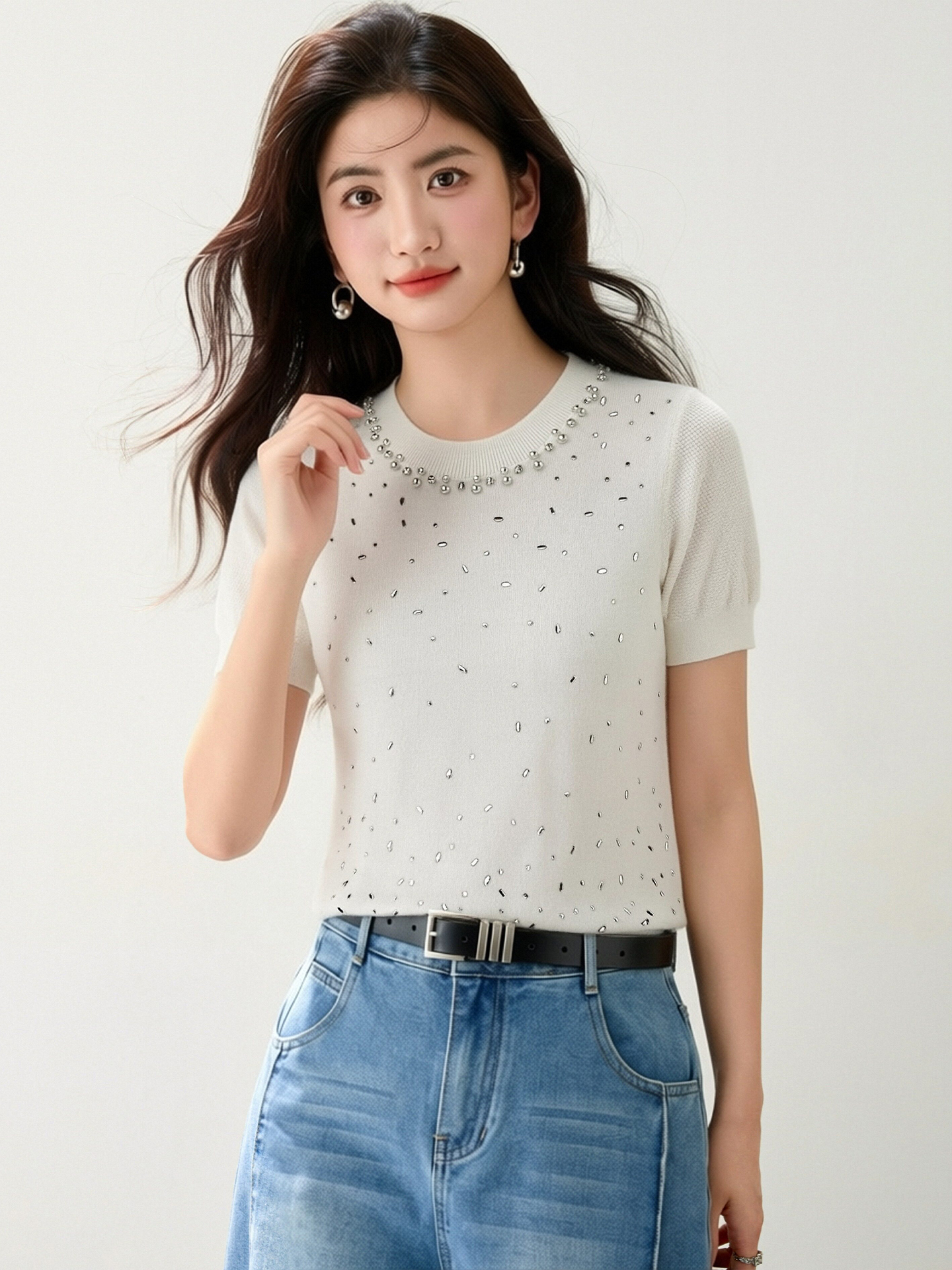 實拍◆有◆2026法式復古設計感重工短袖女夏新款氣質小眾上衣
