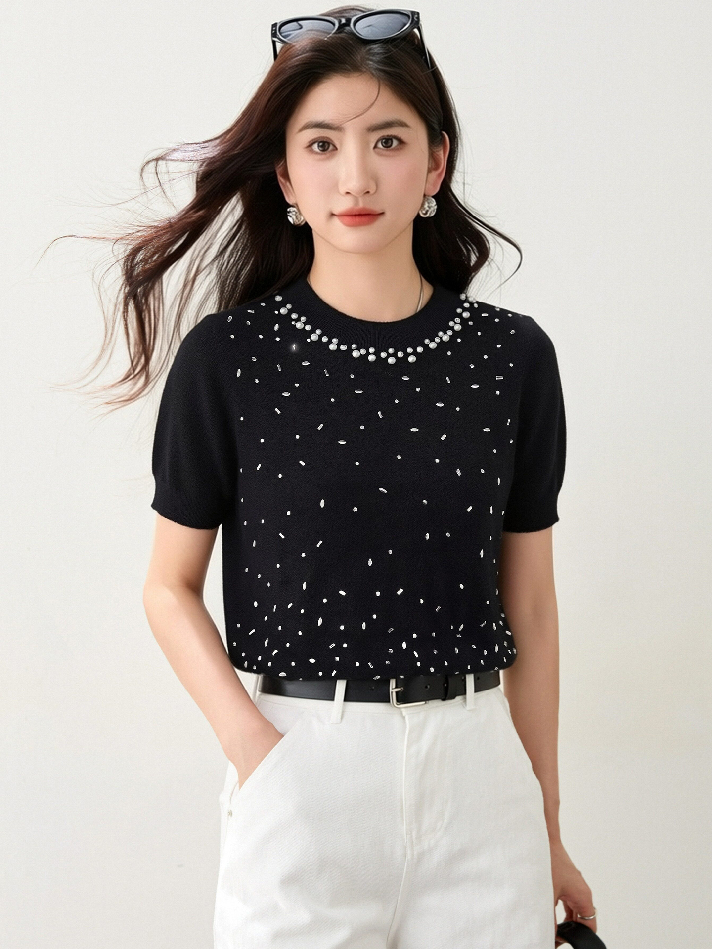 實拍◆有◆2026法式復古設計感重工短袖女夏新款氣質小眾上衣