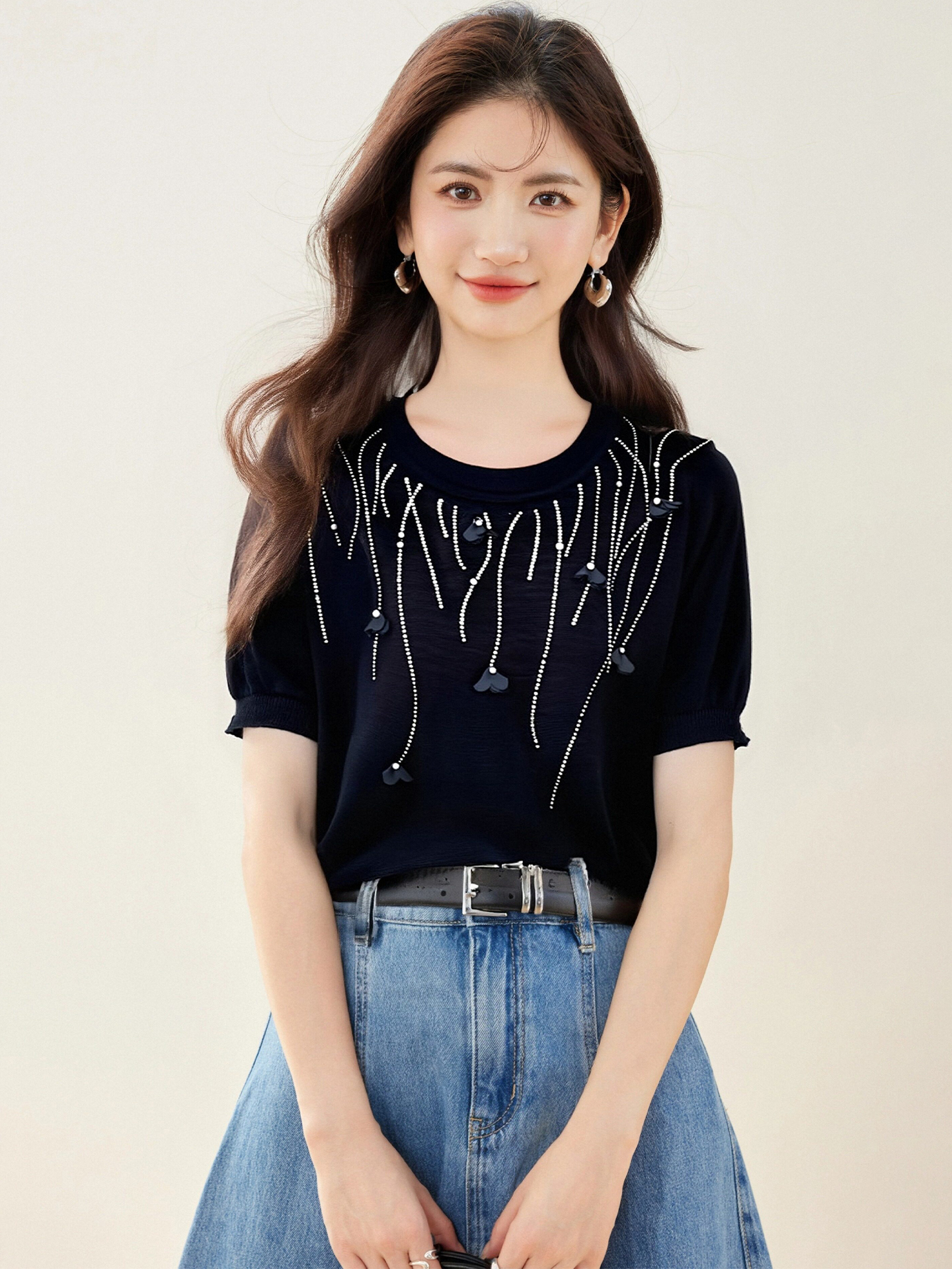 實拍◆有◆2026小香風針織衫短袖T恤女夏洋氣減齡寬松顯瘦上衣