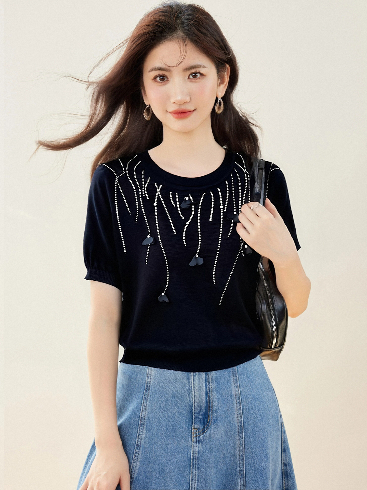 實拍◆有◆2026小香風針織衫短袖T恤女夏洋氣減齡寬松顯瘦上衣
