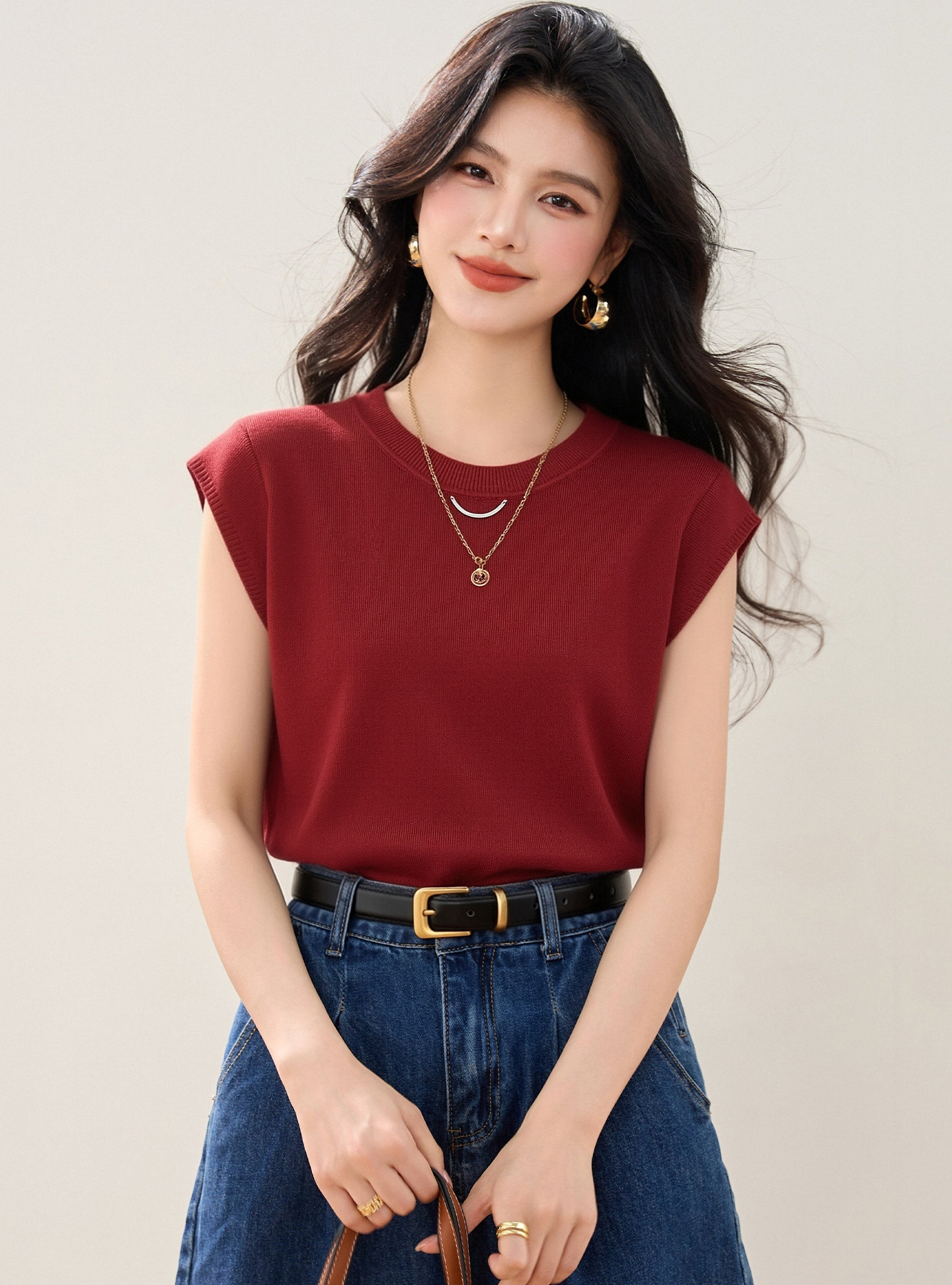 實拍◆有◆2026夏季新款時尚小飛袖圓領T恤顯瘦百搭針織衫女上衣