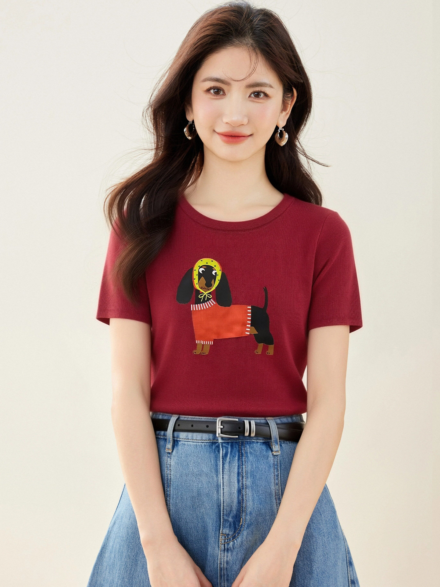 實拍◆有◆2026韓系卡通小狗印花短袖T恤女寬松百搭減齡圓領上衣