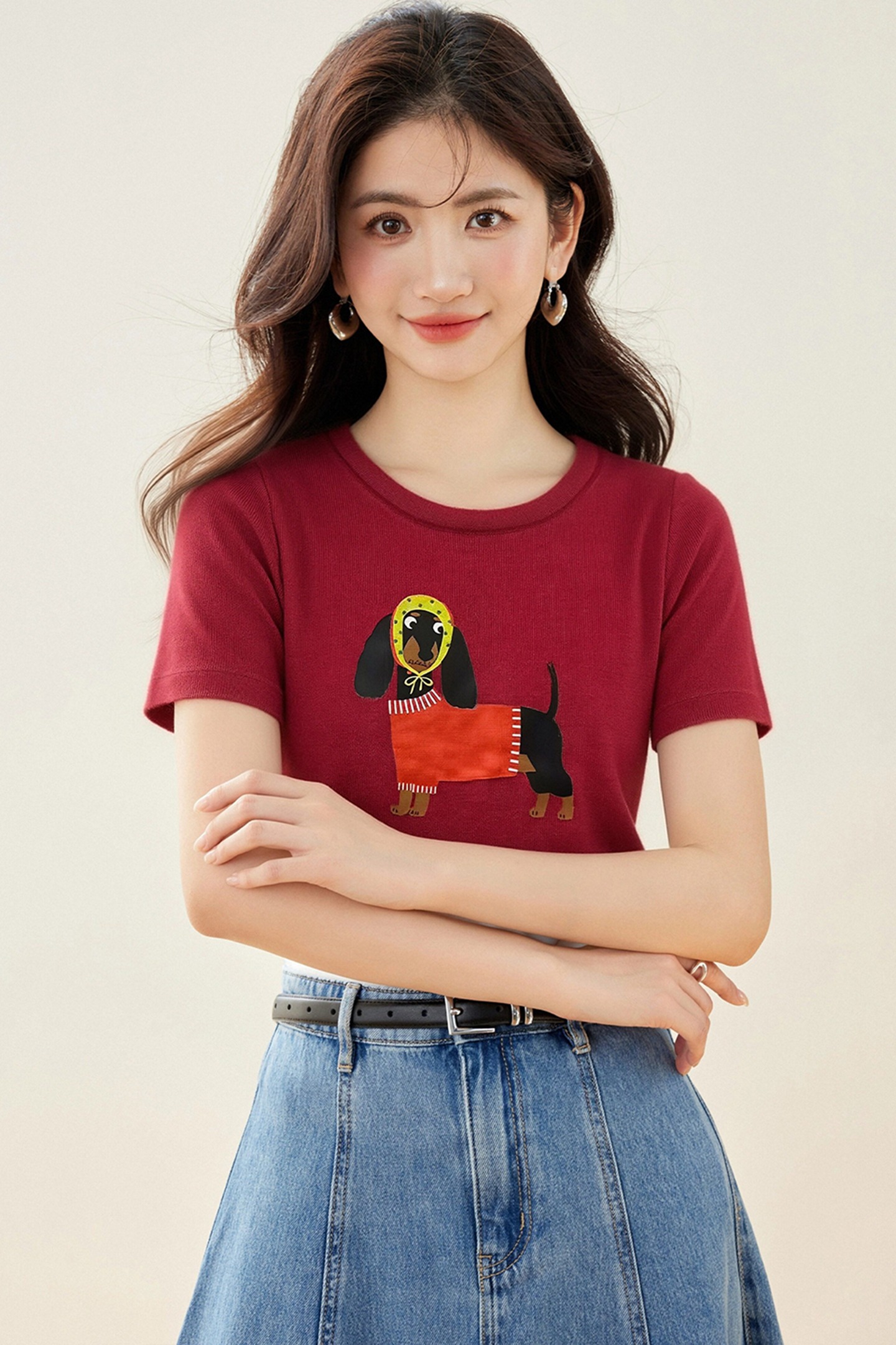 實拍◆有◆2026韓系卡通小狗印花短袖T恤女寬松百搭減齡圓領上衣