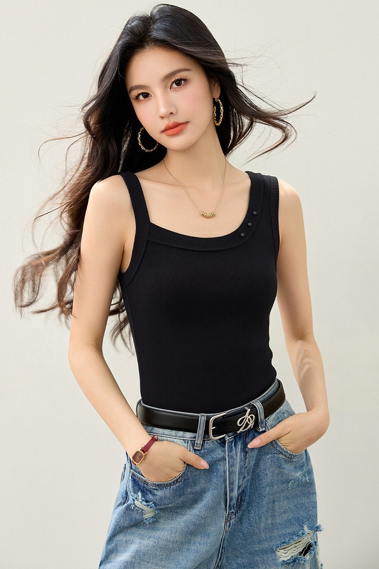 實拍◆有◆2026新款露肩美背吊帶背心女夏季外穿修身設計上衣