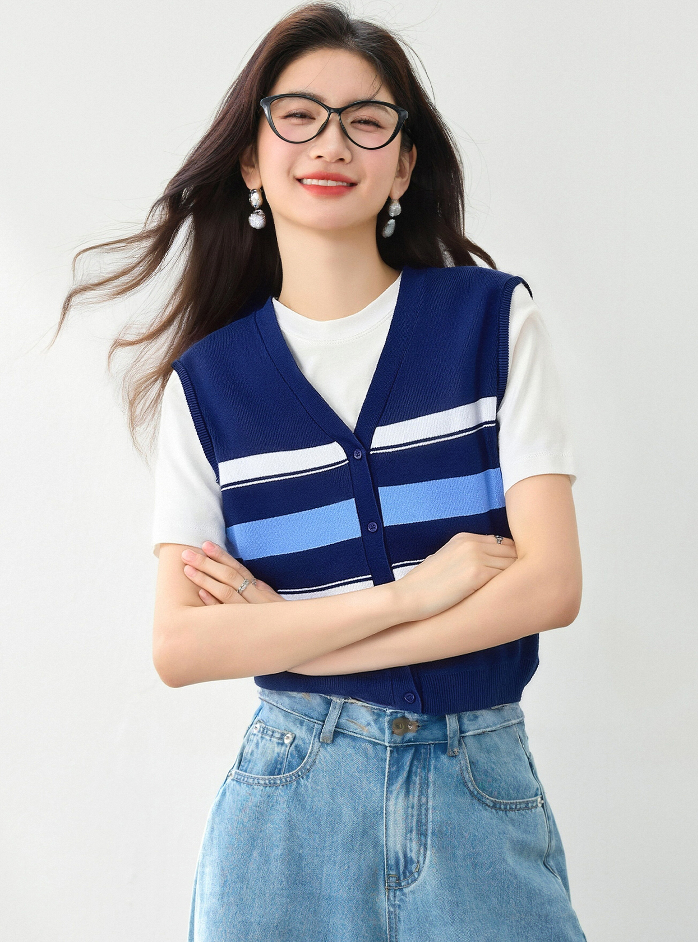 實拍◆有◆2026設計感拼接假兩件針織短袖毛衫女韓系簡約上衣
