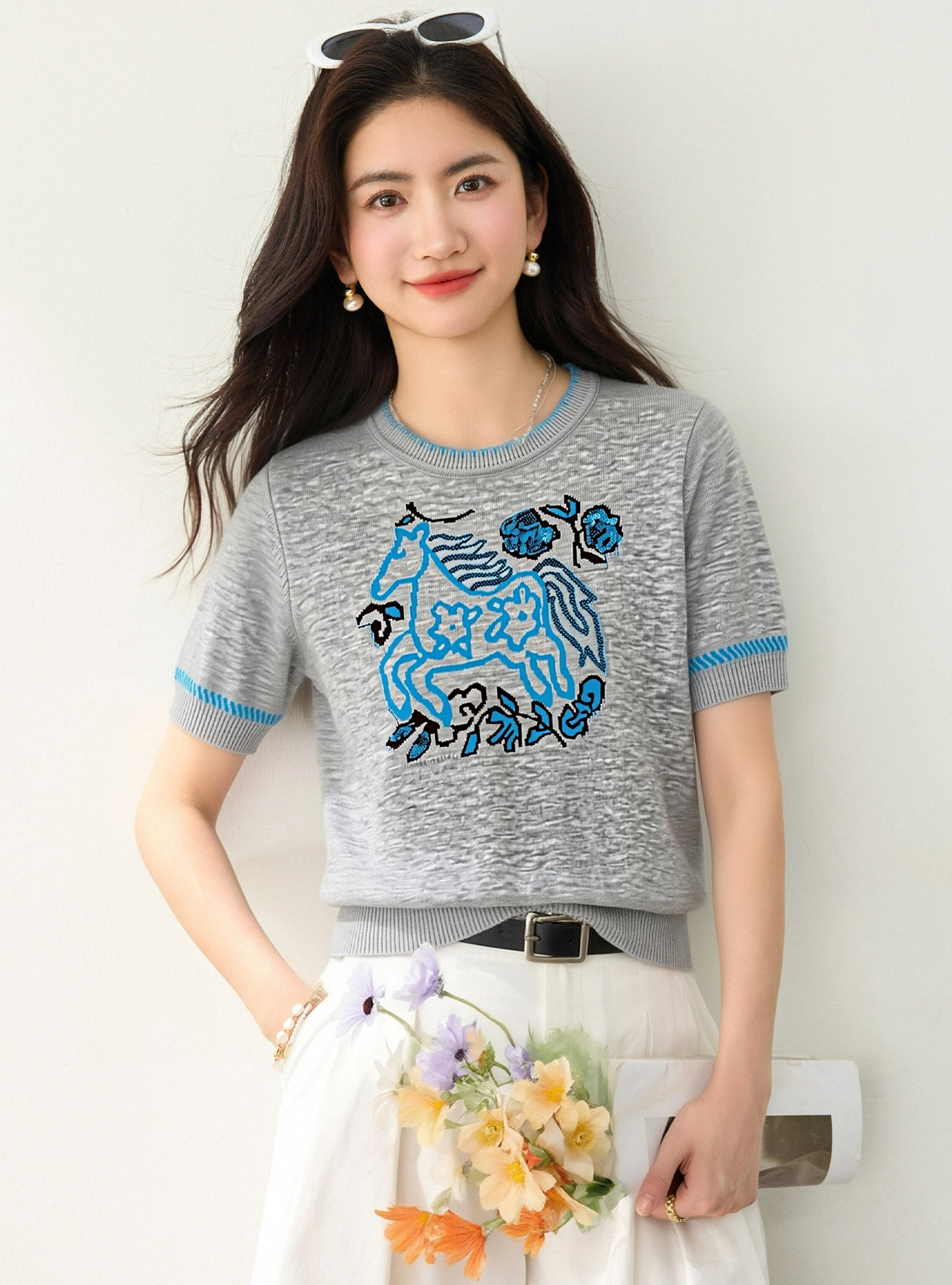 實拍◆有◆2026新款韓版動物印花短袖T恤女套頭時尚潮流上衣