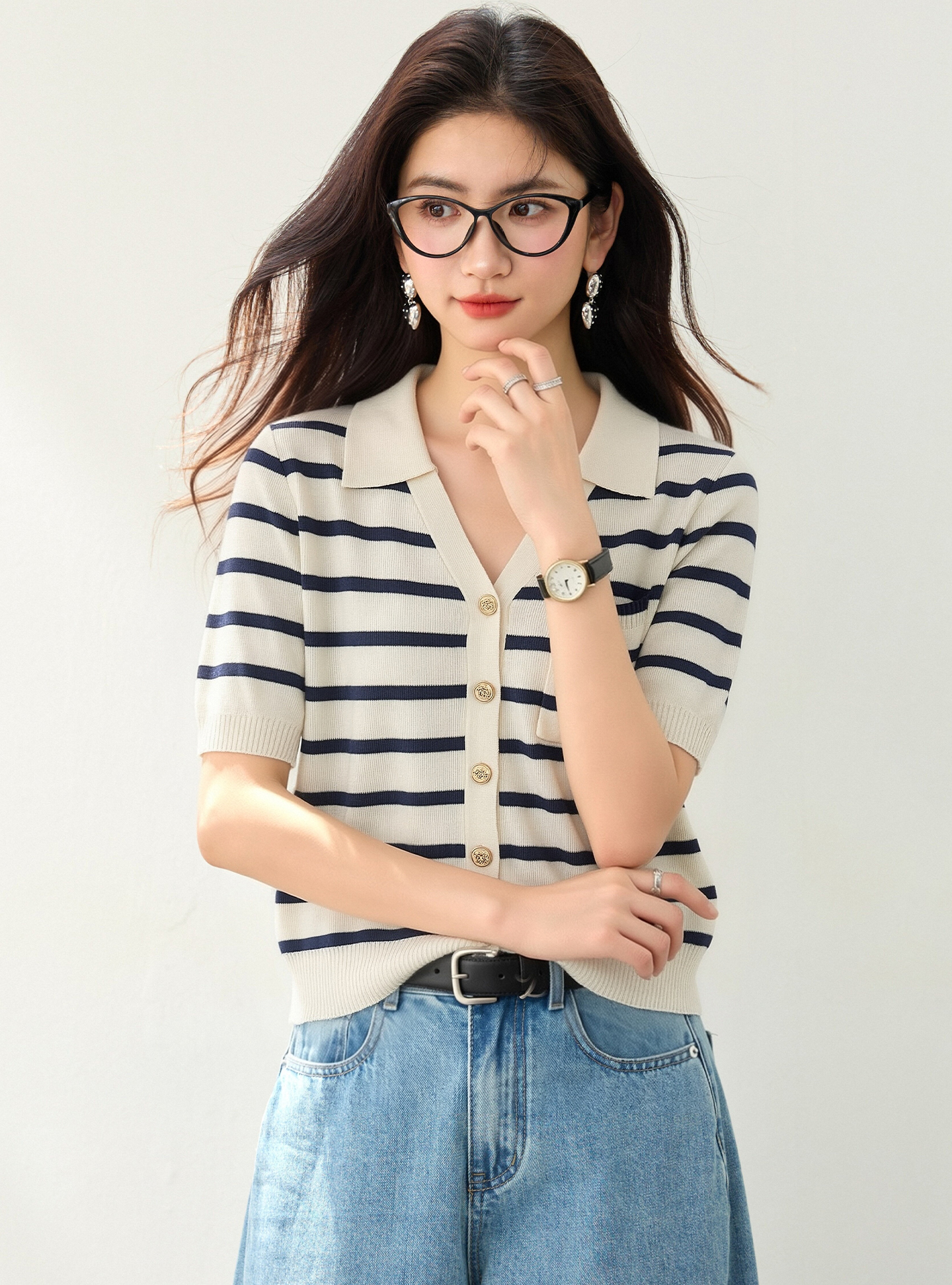 實拍◆有◆2026新小香風polo領短袖針織衫女新款設計感刺繡上衣