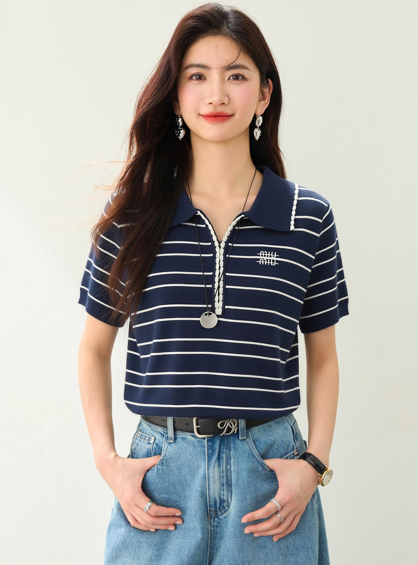 實拍◆有◆2026韓系刺繡polo領正肩短袖t恤女高級感氣質針織上衣
