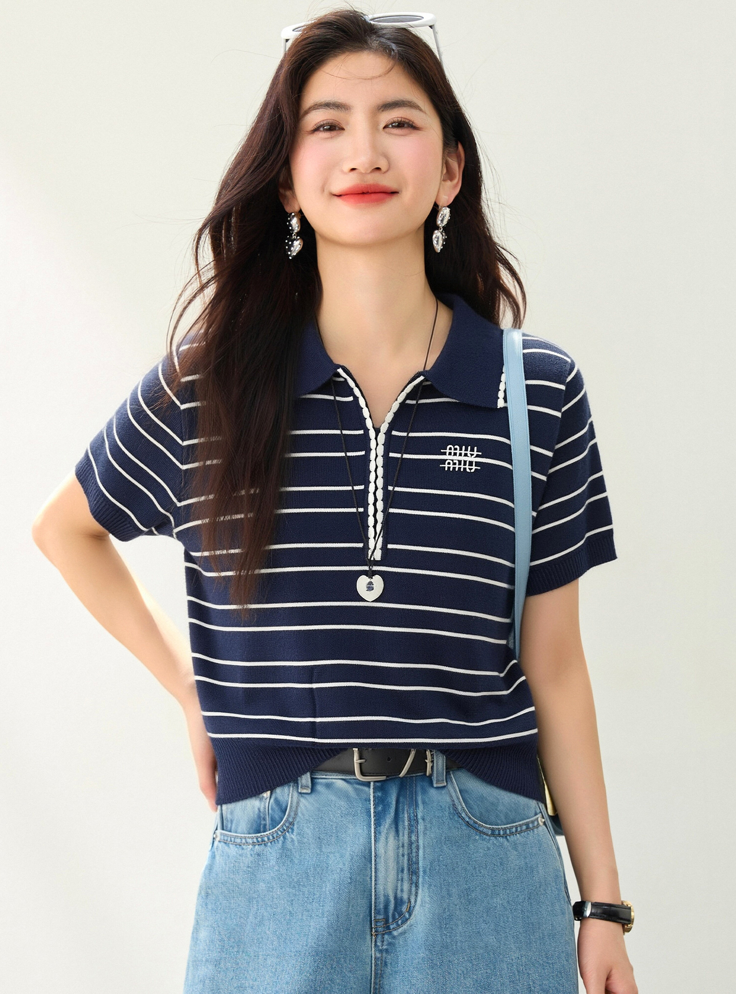 實拍◆有◆2026韓系刺繡polo領正肩短袖t恤女高級感氣質針織上衣