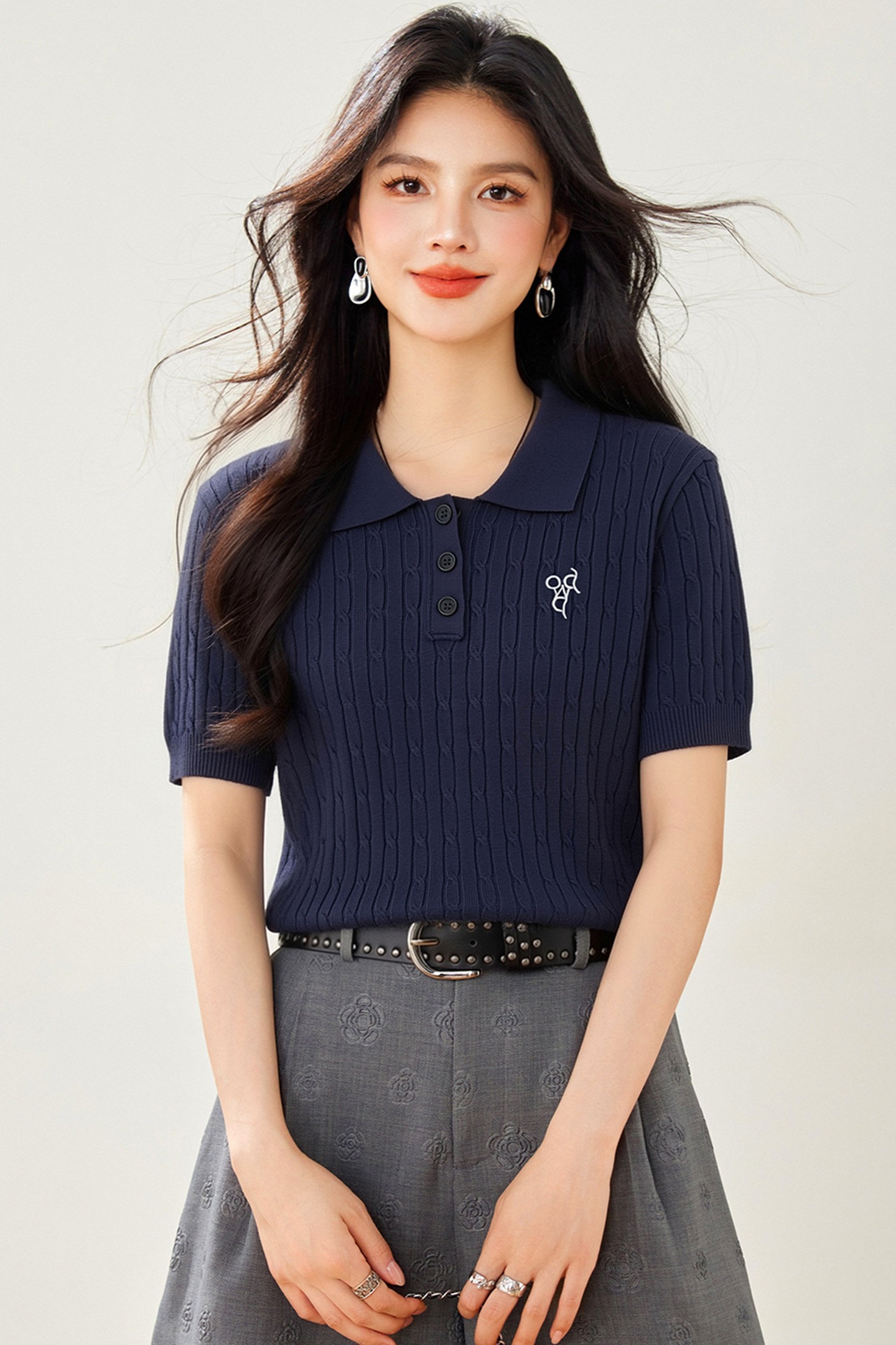 實拍◆有◆2026韓系polo領針織短袖t恤女夏季獨特短款正肩上衣