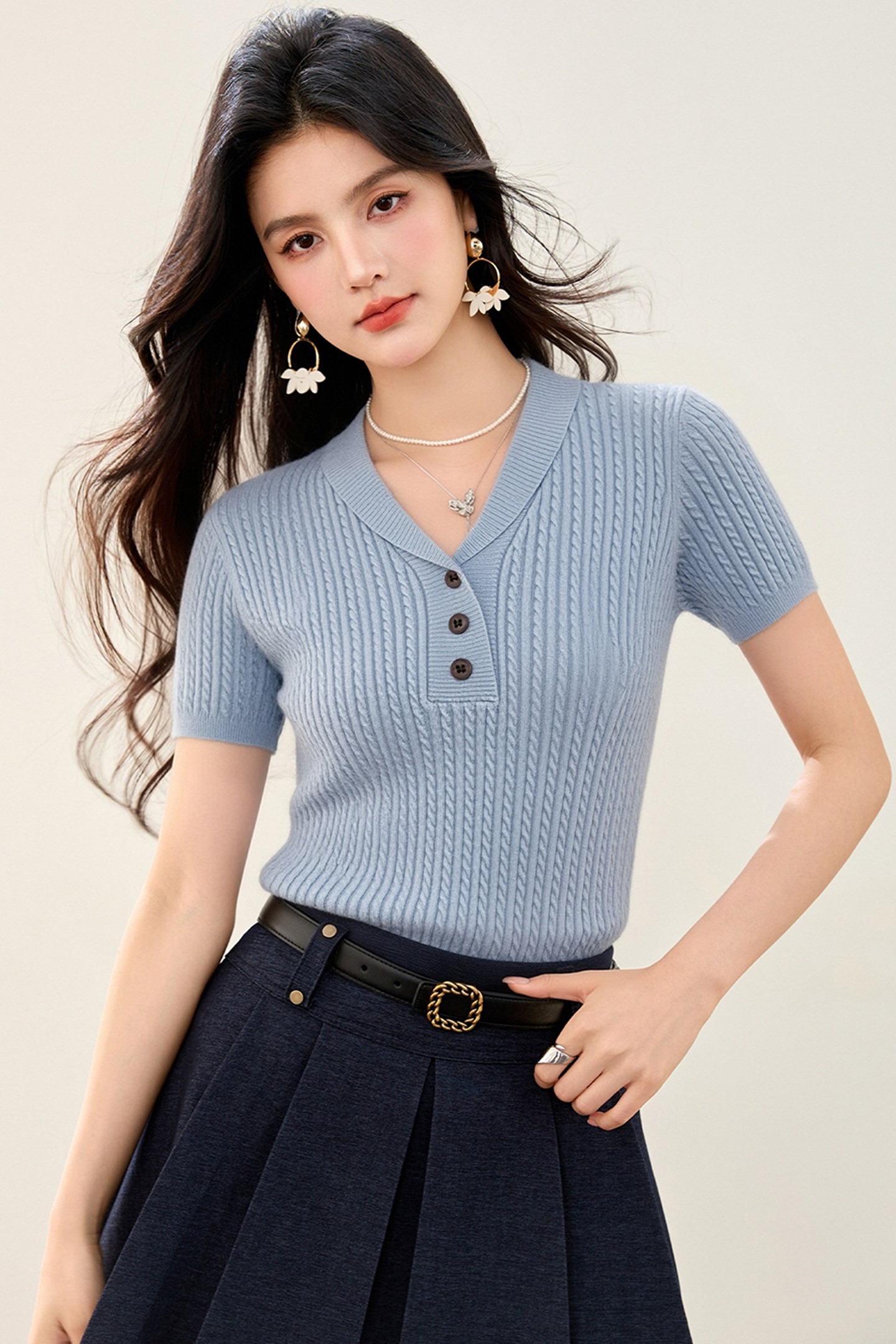 實拍◆有◆2026法式老錢風麻花紋短袖亞麻針織衫女夏新款百搭上衣