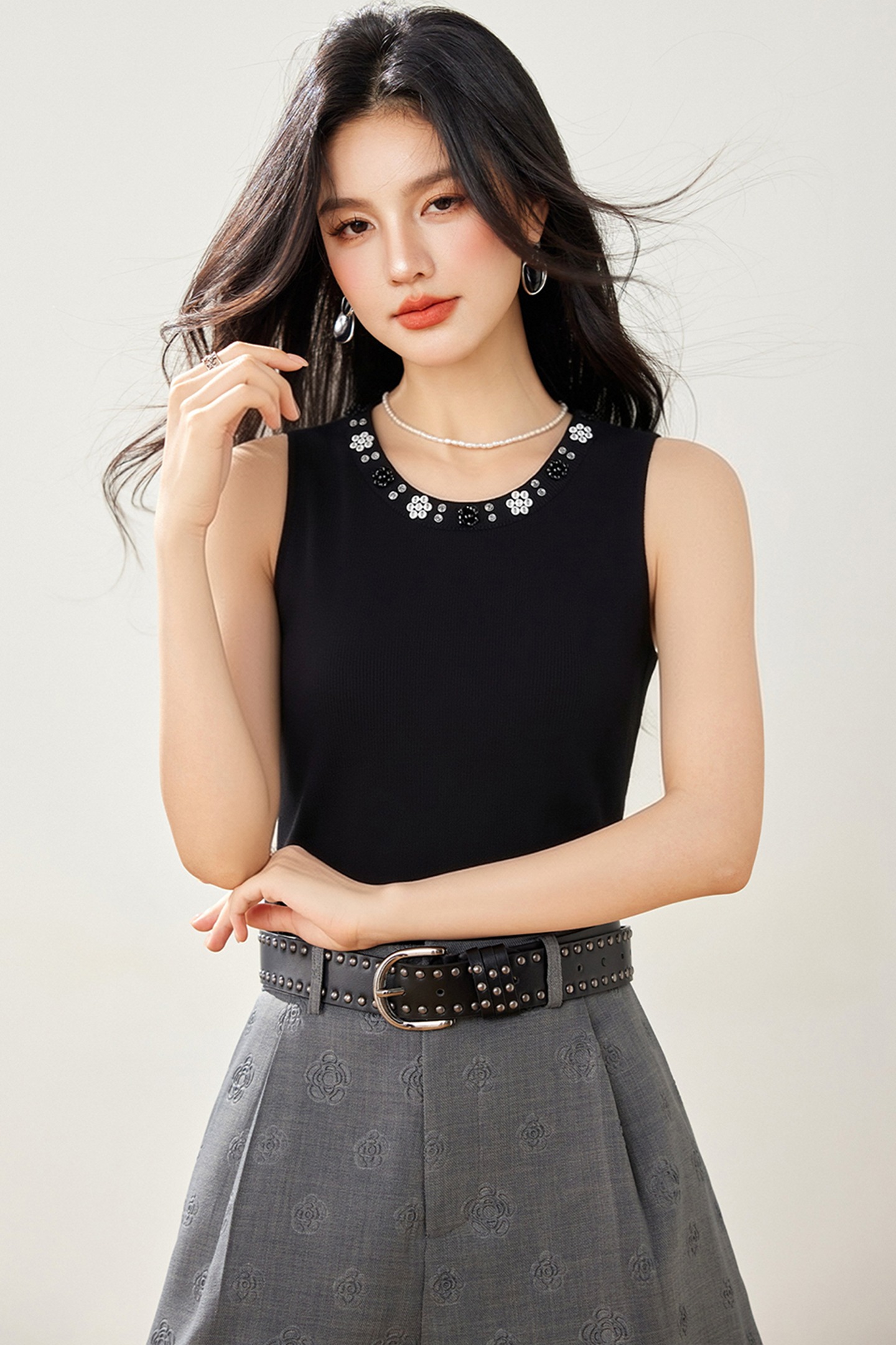 實拍◆有◆2026吊帶背心女夏季修身內搭釘珠短款百搭針織衫無袖t