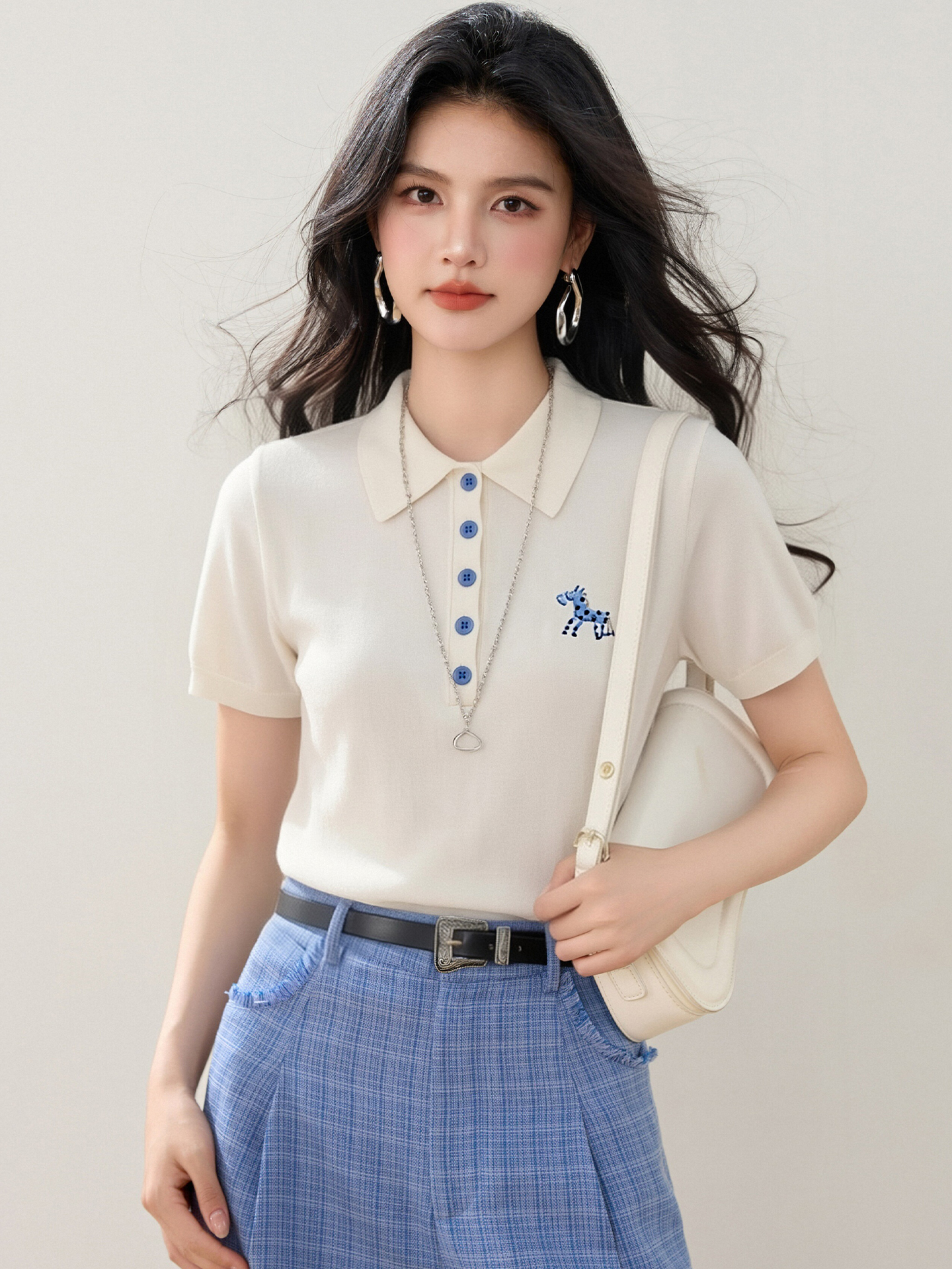 實拍◆有◆2026POLO領波點小馬刺繡毛針織衫女夏季新款短袖上衣
