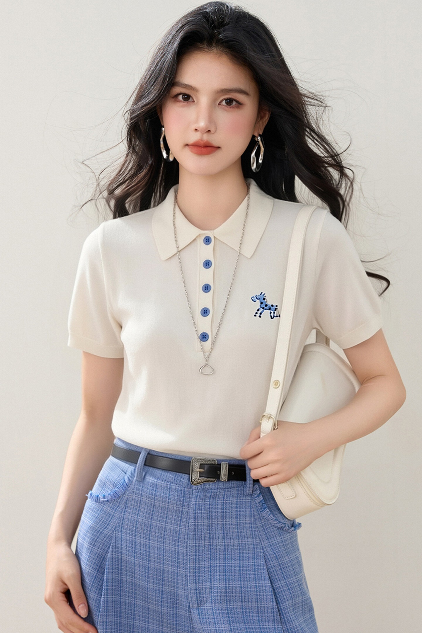 實拍◆有◆2026POLO領波點小馬刺繡毛針織衫女夏季新款短袖上衣