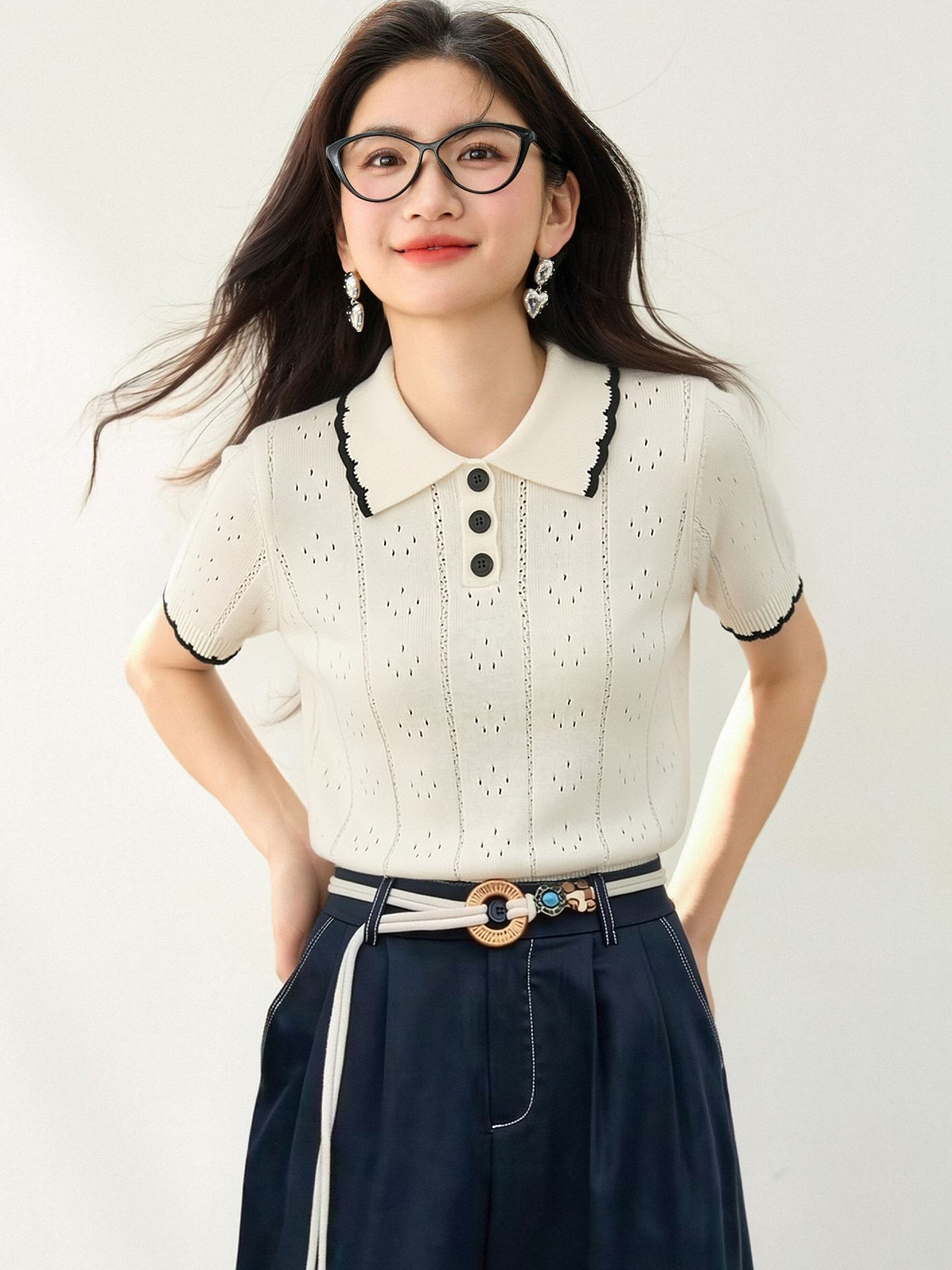 實拍◆有◆2026韓系polo領正肩短袖T恤女夏薄款洋氣減齡短款上衣