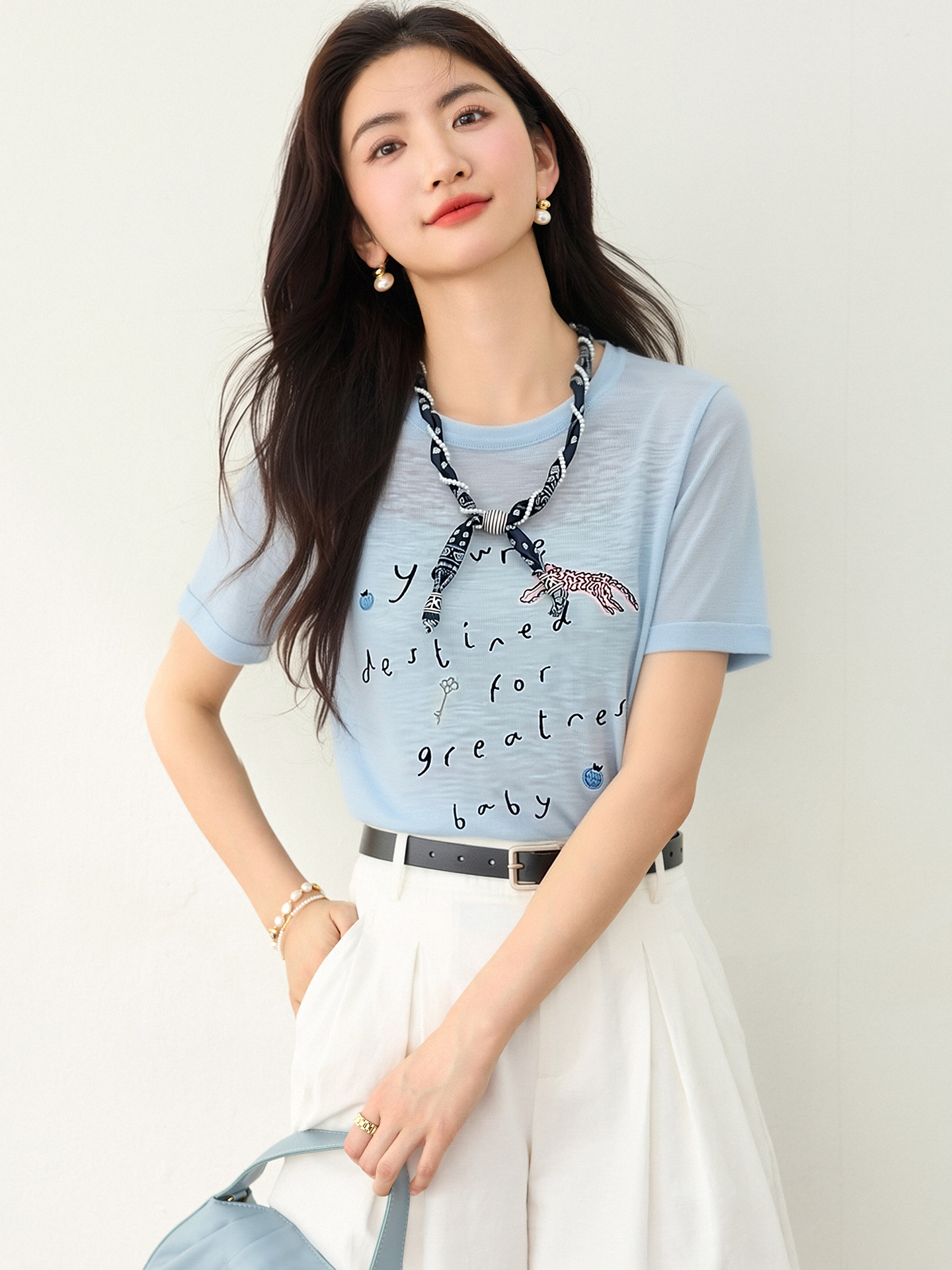 實拍◆有◆2026韓系創意印花短袖女夏季寬松顯瘦時尚減齡百搭上衣