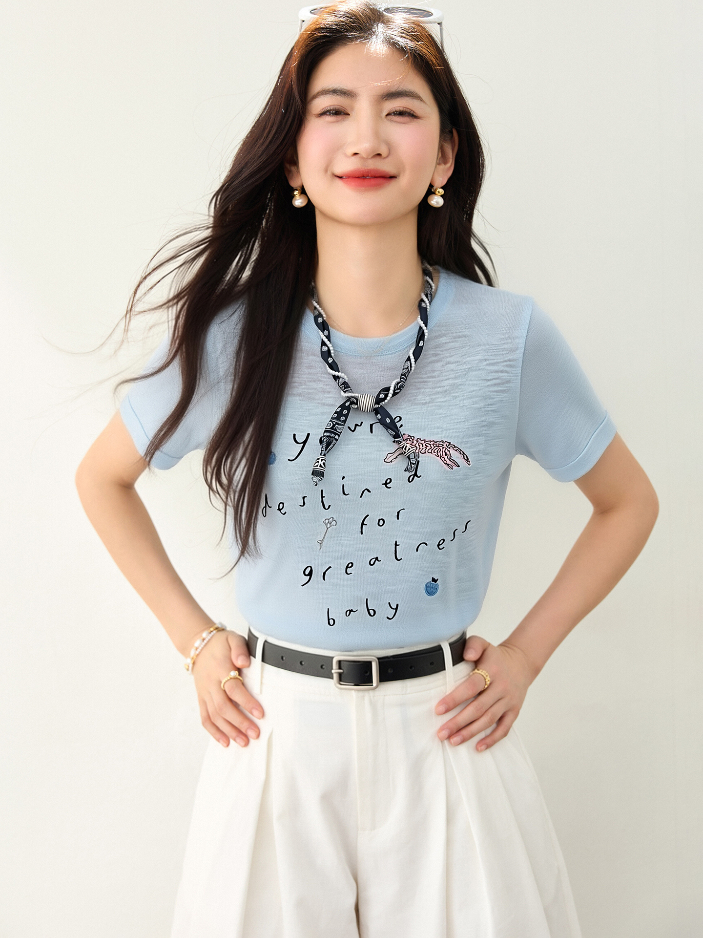 實拍◆有◆2026韓系創意印花短袖女夏季寬松顯瘦時尚減齡百搭上衣