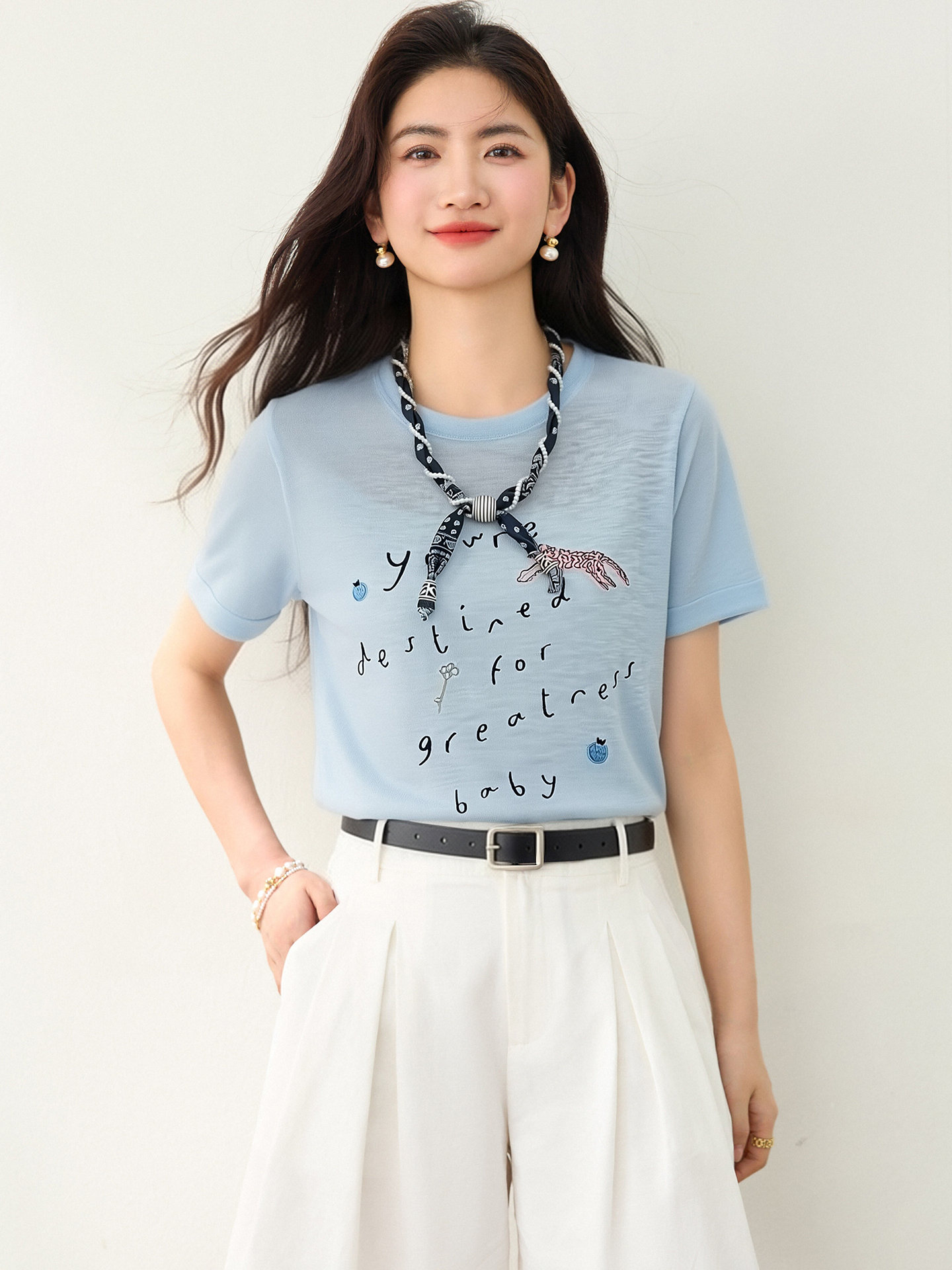 實拍◆有◆2026韓系創意印花短袖女夏季寬松顯瘦時尚減齡百搭上衣