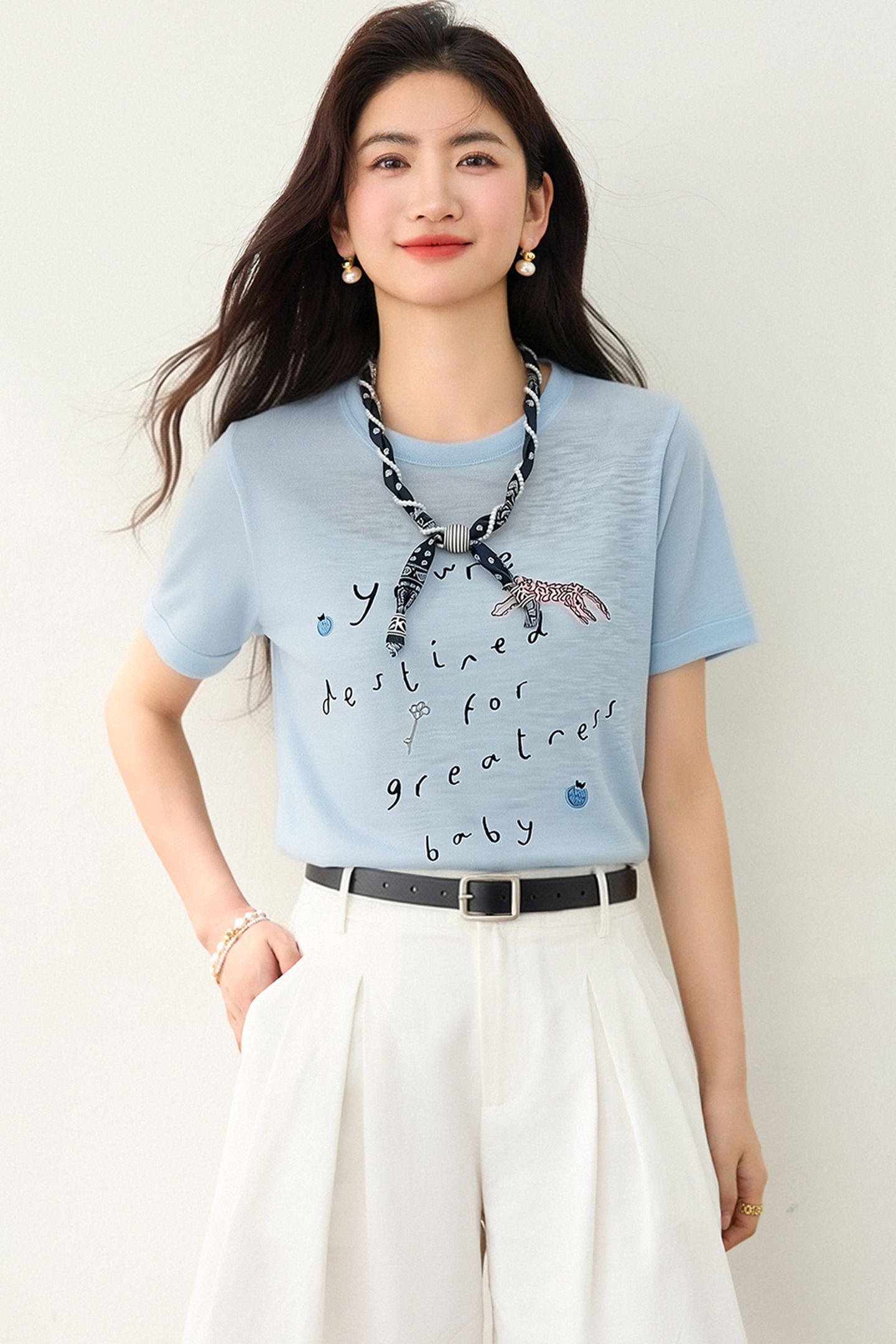 實拍◆有◆2026韓系創意印花短袖女夏季寬松顯瘦時尚減齡百搭上衣