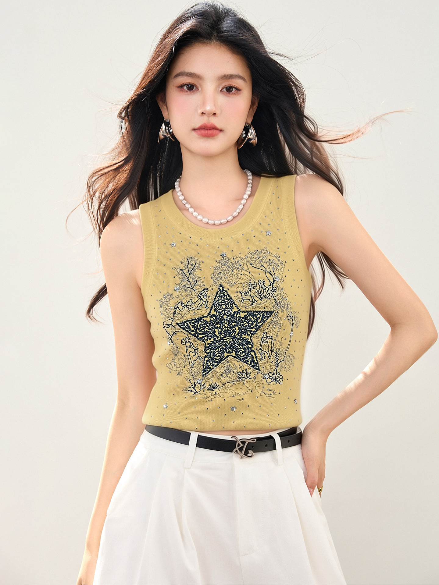 實拍◆有◆2026美式重工鑲鉆背心女夏季甜酷辣妹外穿無袖上衣