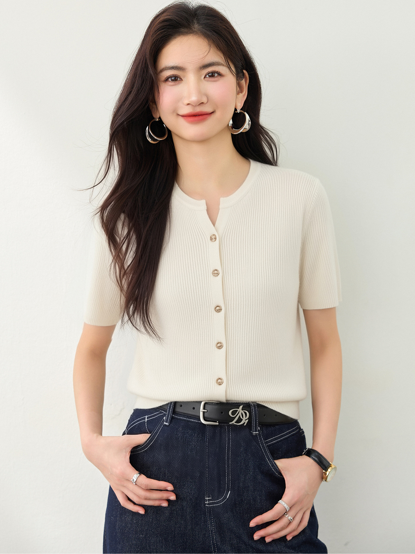 實拍◆有◆2026法式氣質針織開衫短袖T恤女新寬松顯瘦小衫上衣