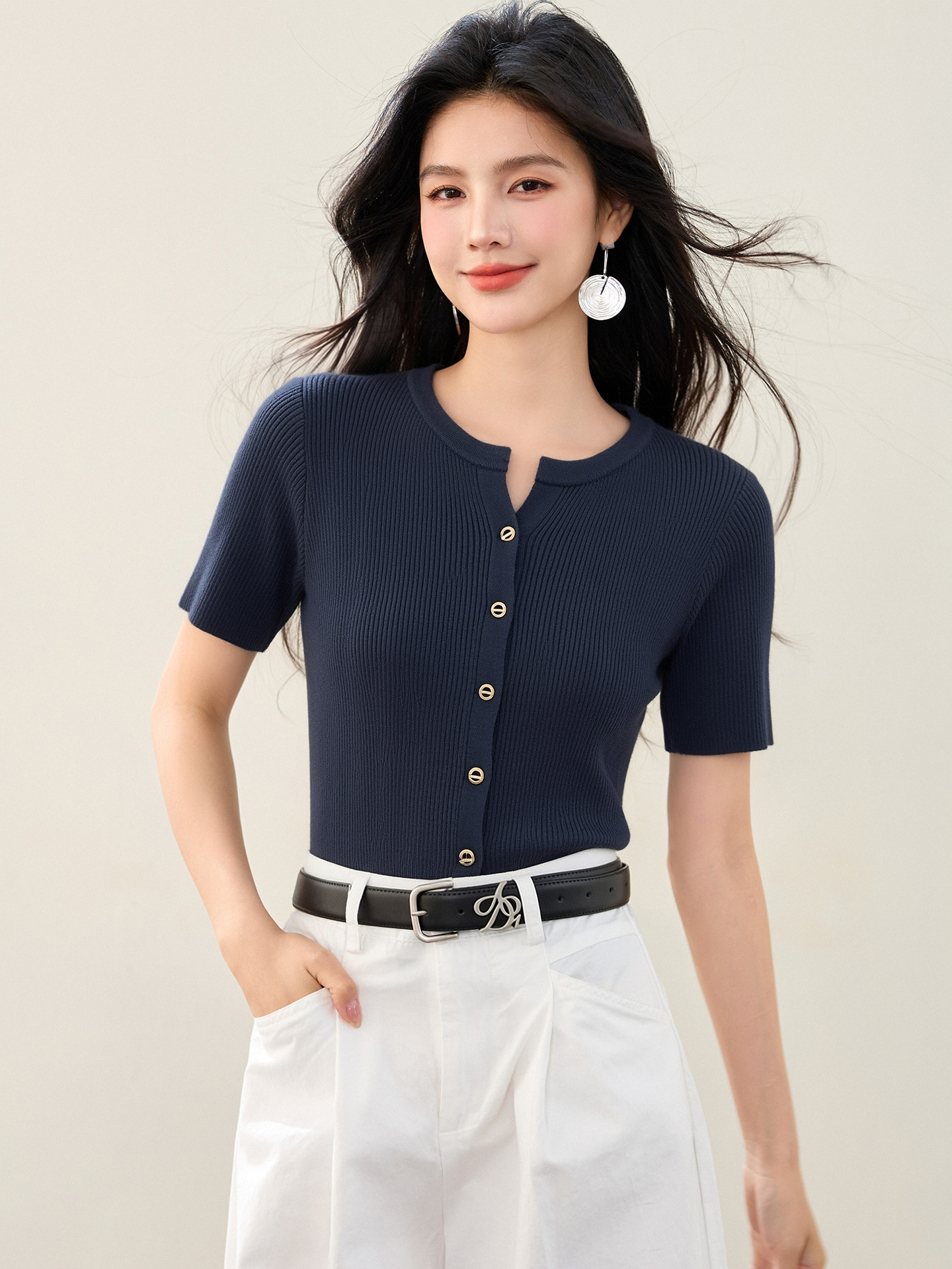 實拍◆有◆2026法式氣質針織開衫短袖T恤女新寬松顯瘦小衫上衣