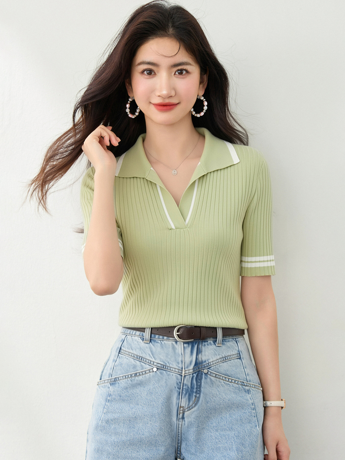 實拍◆有◆2026設計感針織衫T恤女夏季新款時尚氣質polo洋氣上衣