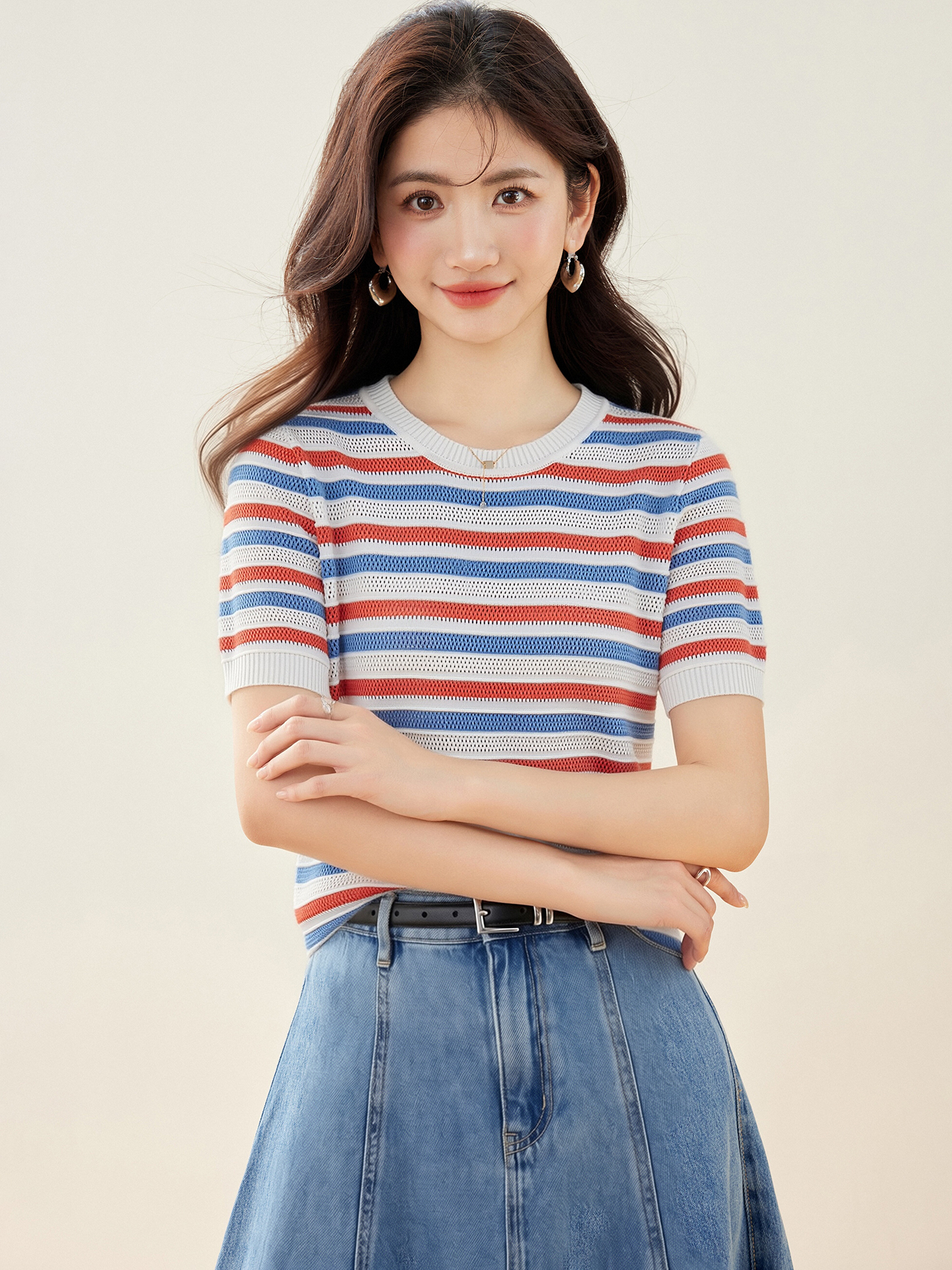 實拍◆有◆2026條紋韓系學院風短袖女新款夏季休閑百搭寬松t恤