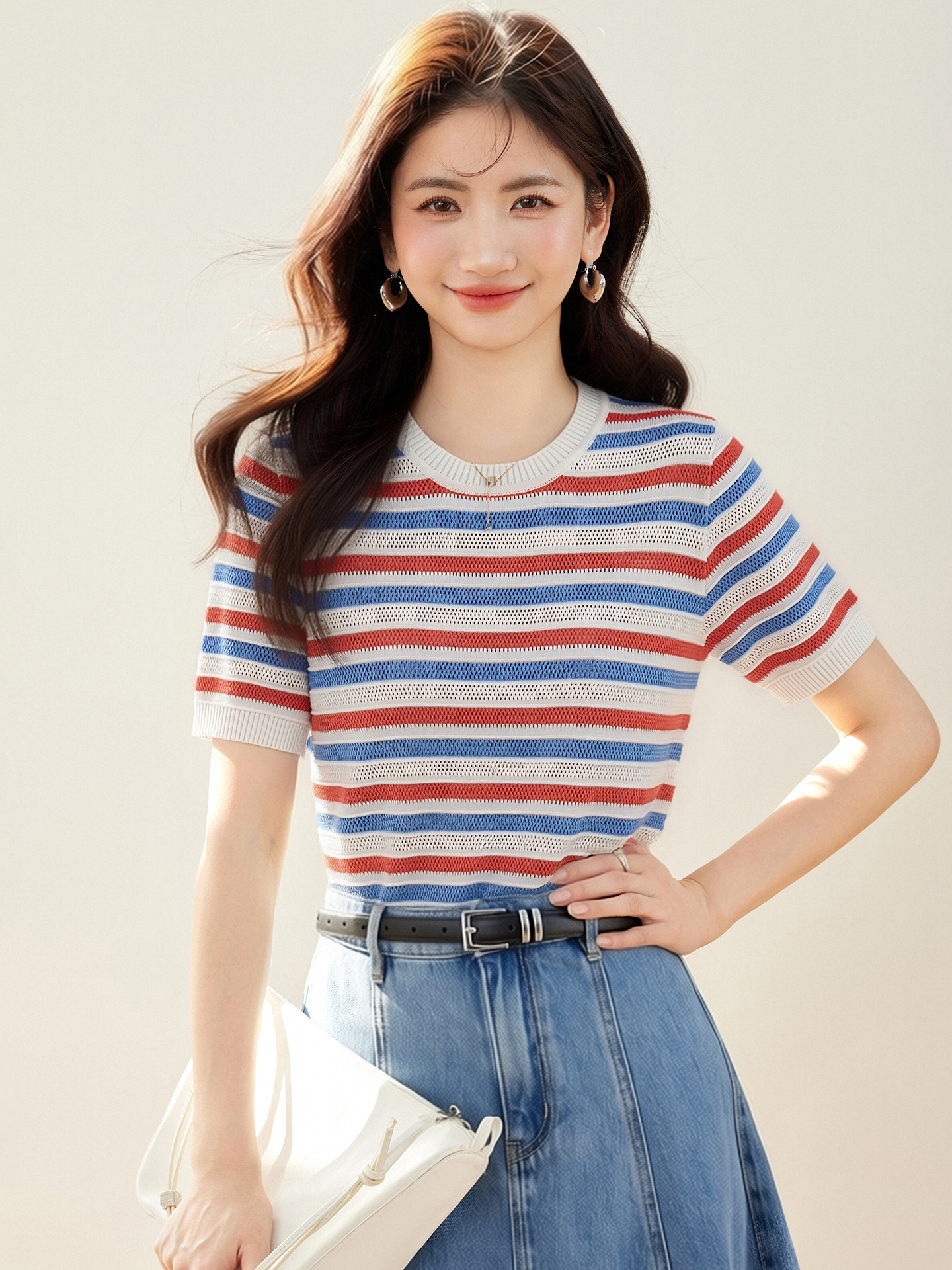 實拍◆有◆2026條紋韓系學院風短袖女新款夏季休閑百搭寬松t恤